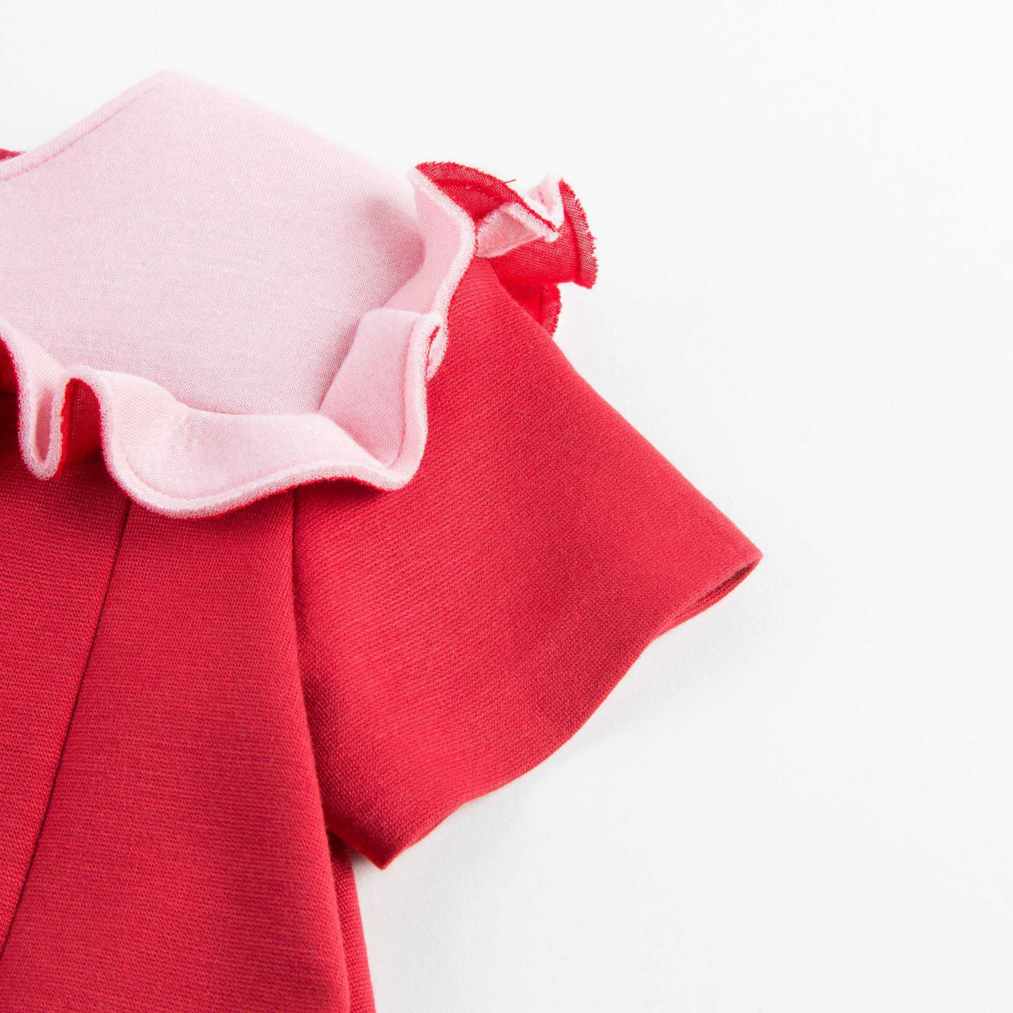 Baby Girls Red & Pink Neoprene Dress