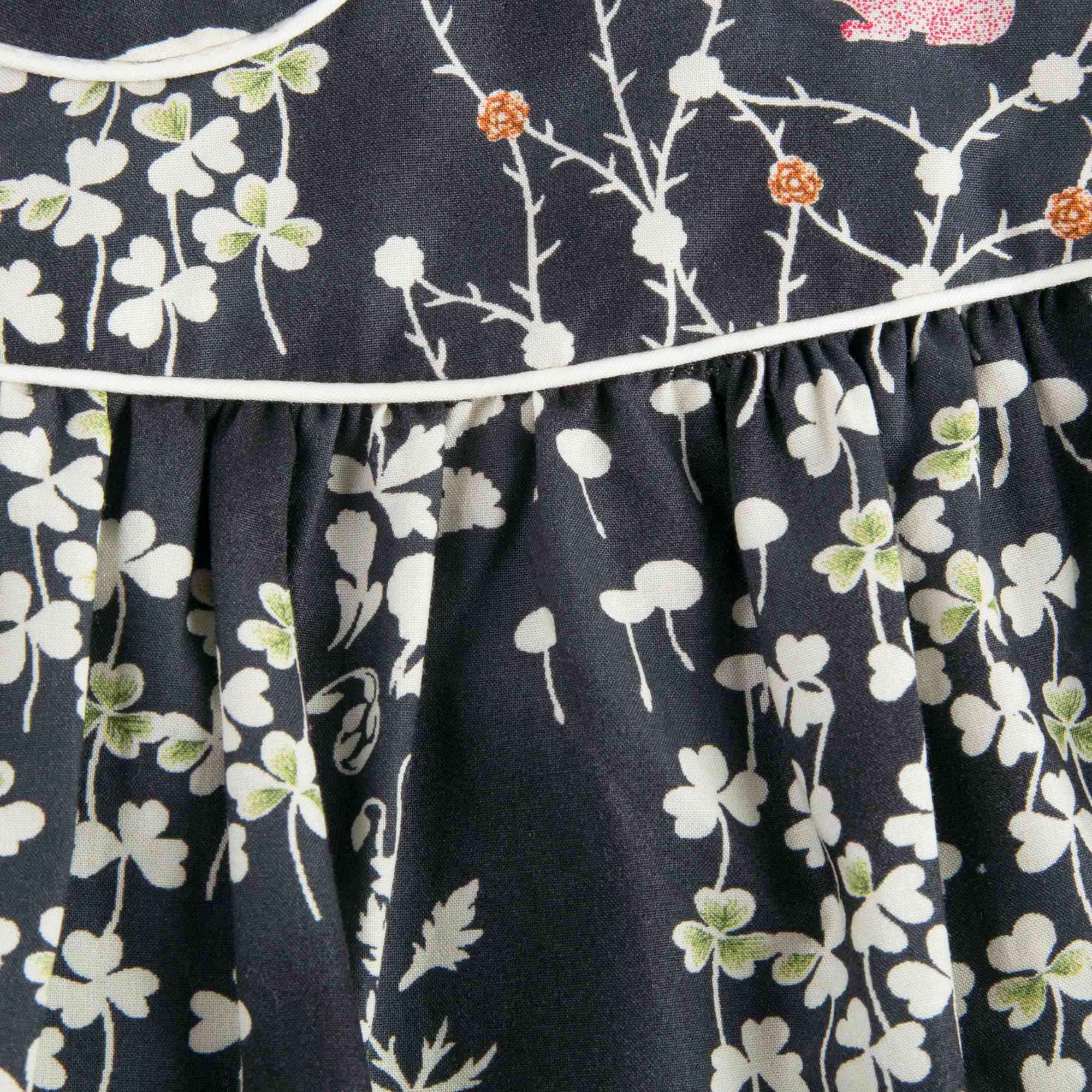 女小童黑色圆领印花连衣裙