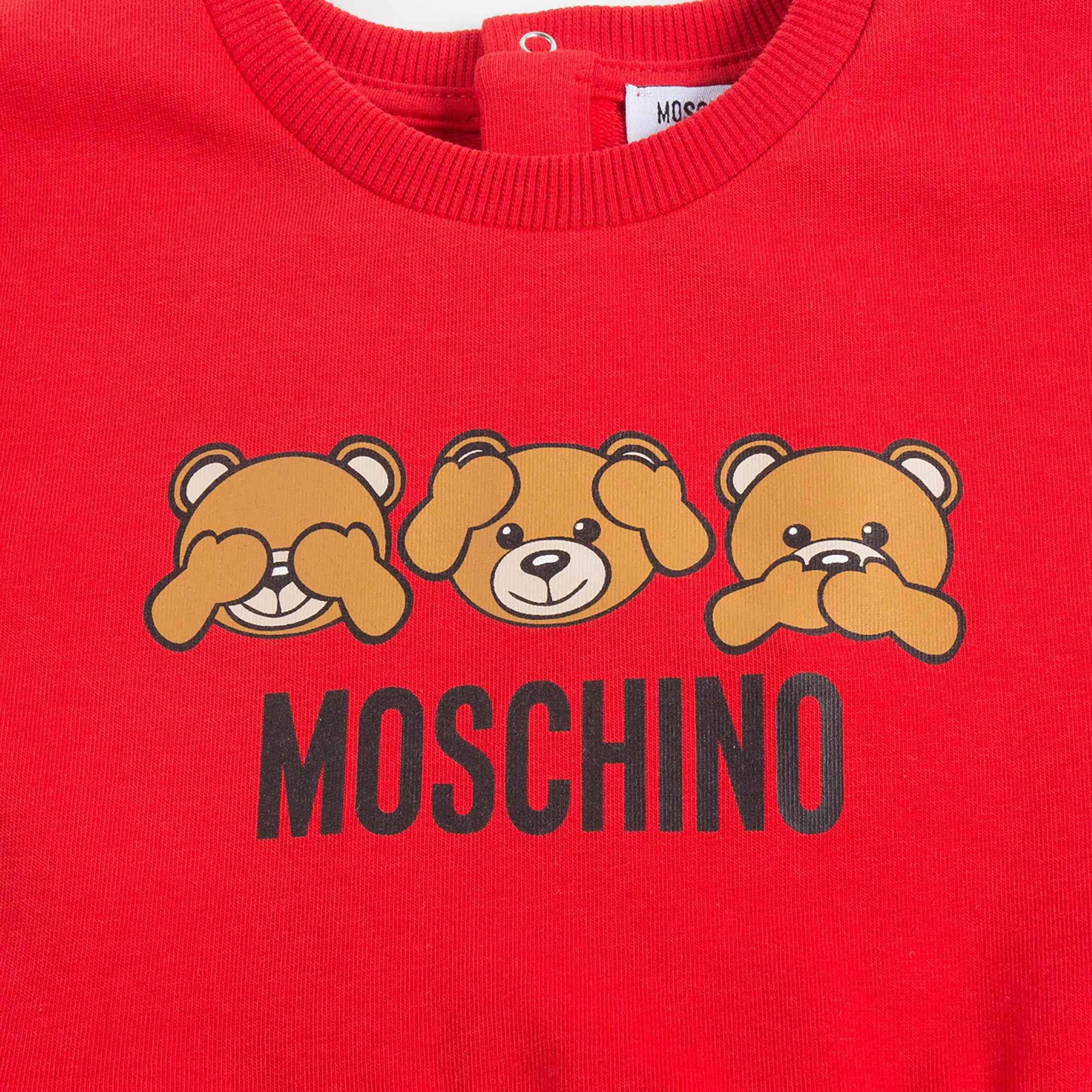 Baby Girls Poppy Red Cotton Teddy Bear Dress
