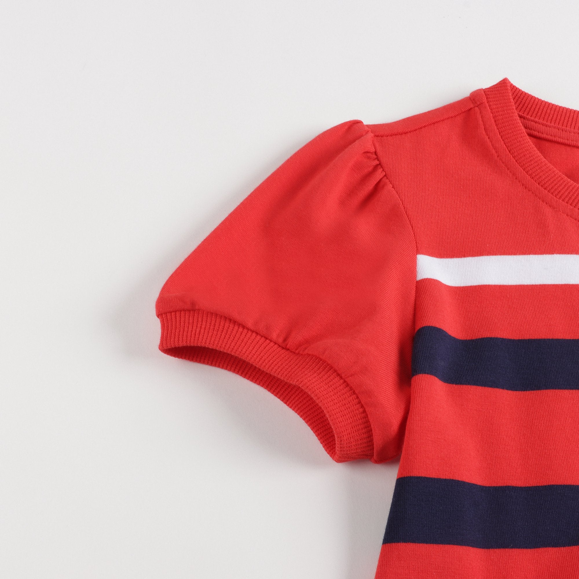 Girls Red & Navy Cotton Dress