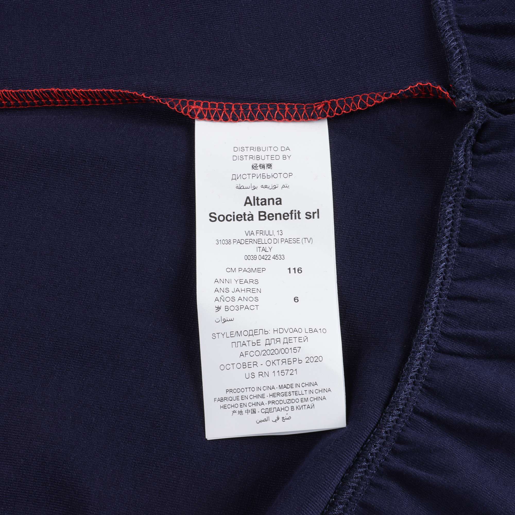 Girls Red & Navy Cotton Dress