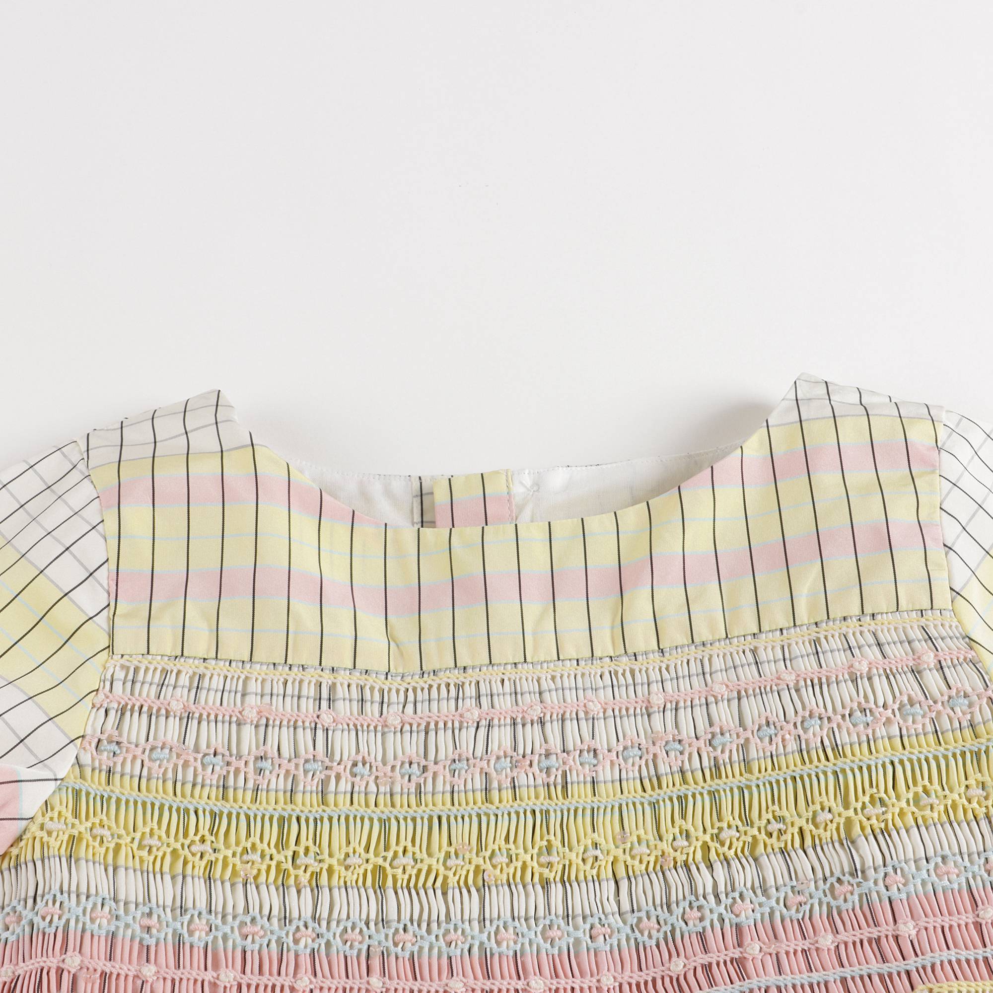 Girls Light Yellow Check Dress