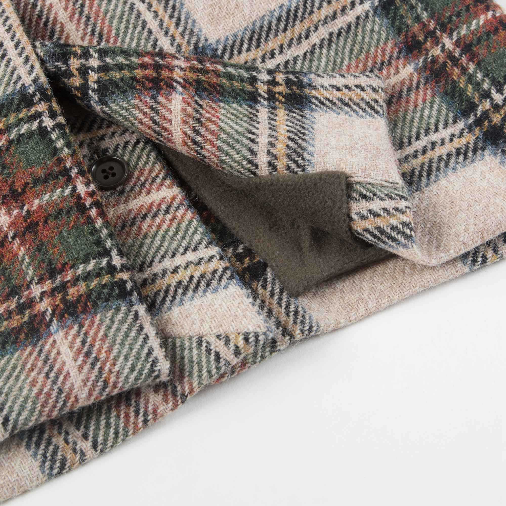 Girls Beige Check Wool Coat