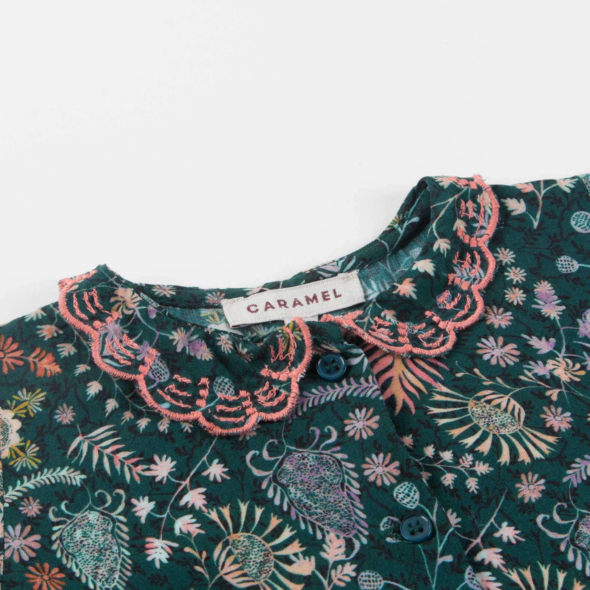 Baby Girls Dark Green Printed Romper