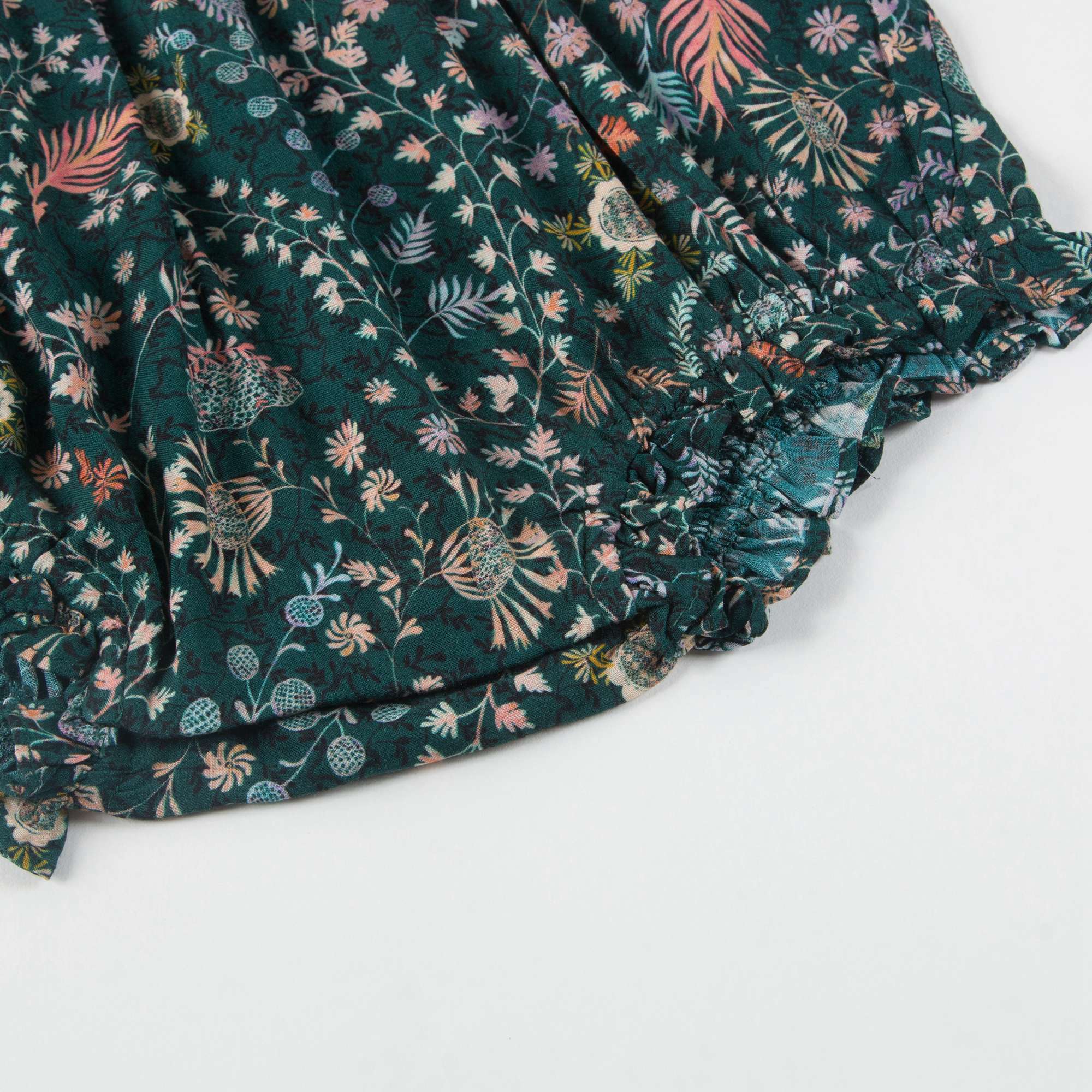 Baby Girls Dark Green Printed Romper