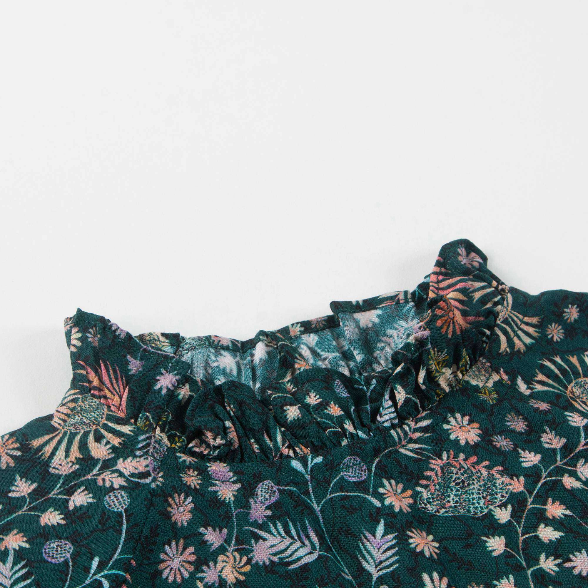 Baby Girls Dark Green Printed Blouse