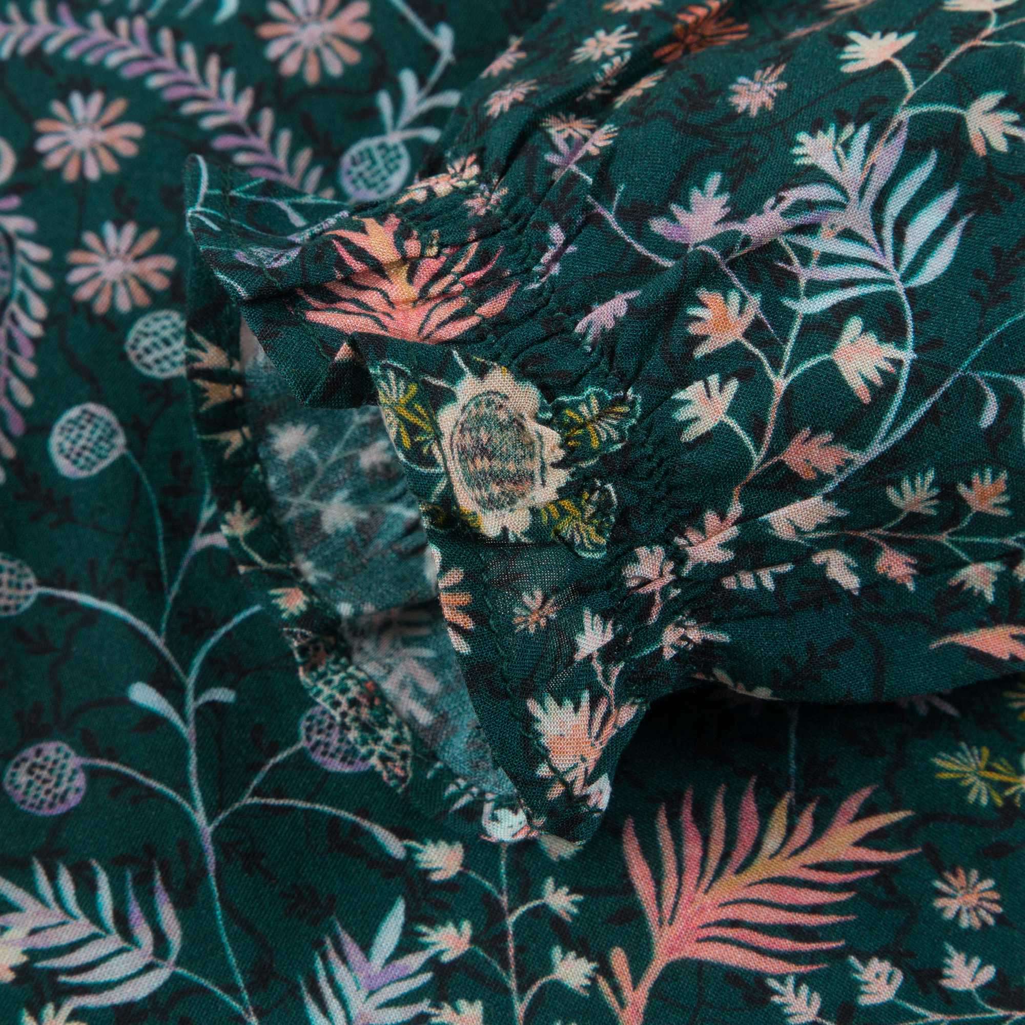 Baby Girls Dark Green Printed Blouse