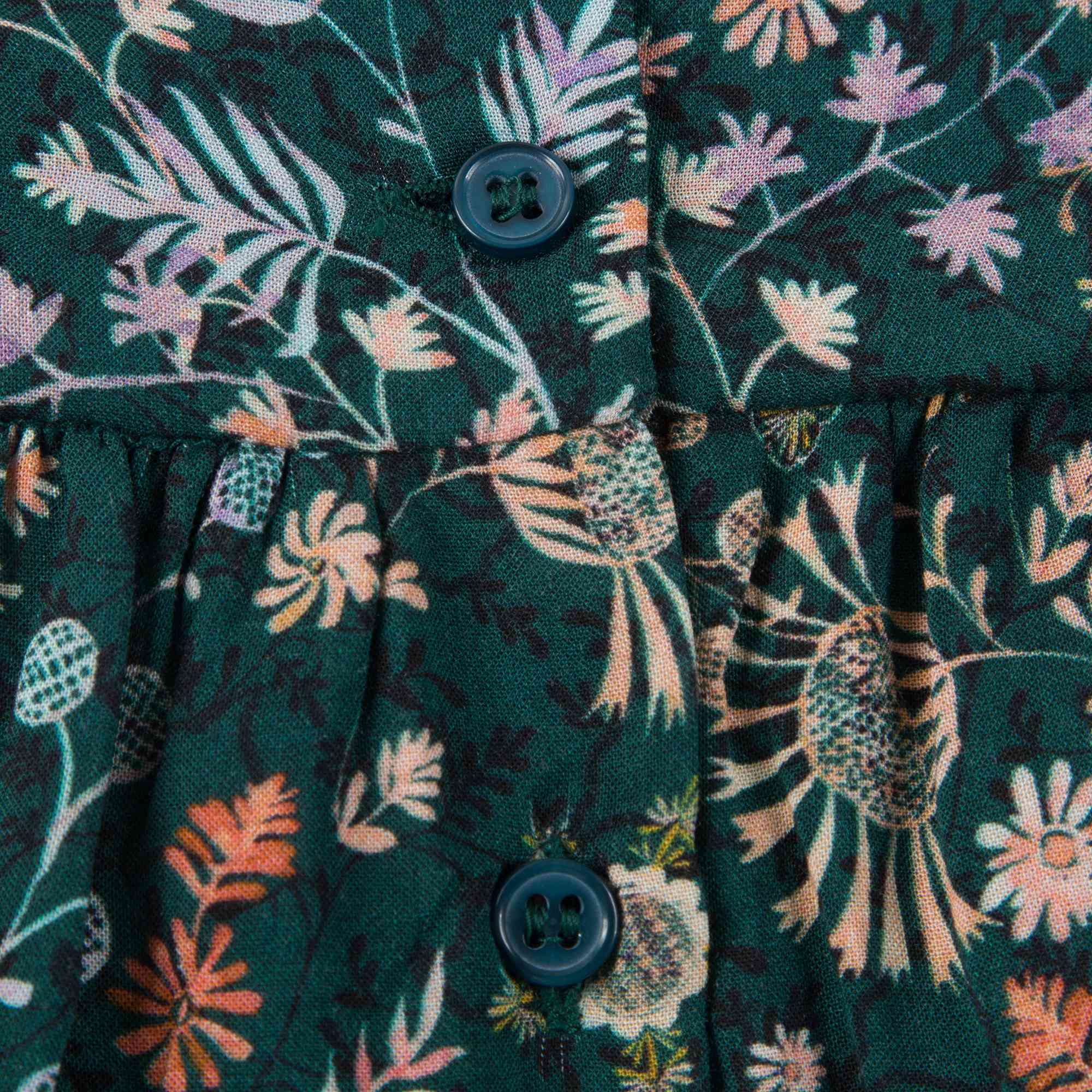 Baby Girls Dark Green Printed Dress