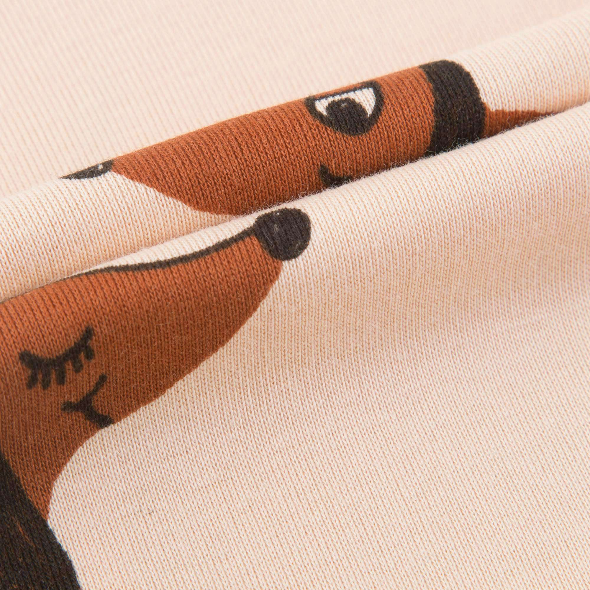 Girls Beige Organic Cotton "Dog" T-shirt