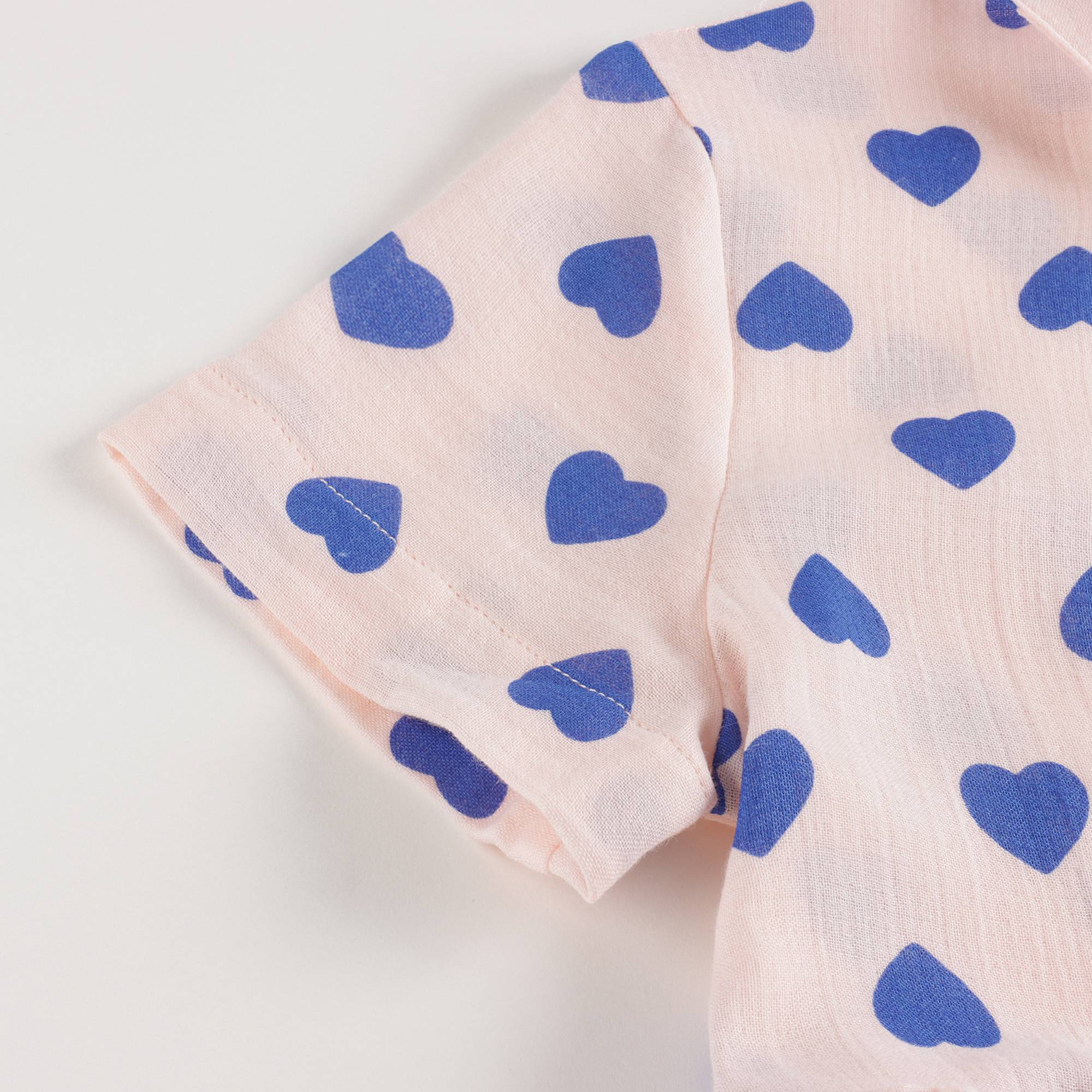 Girls Pink & Blue Heart Cotton Dress