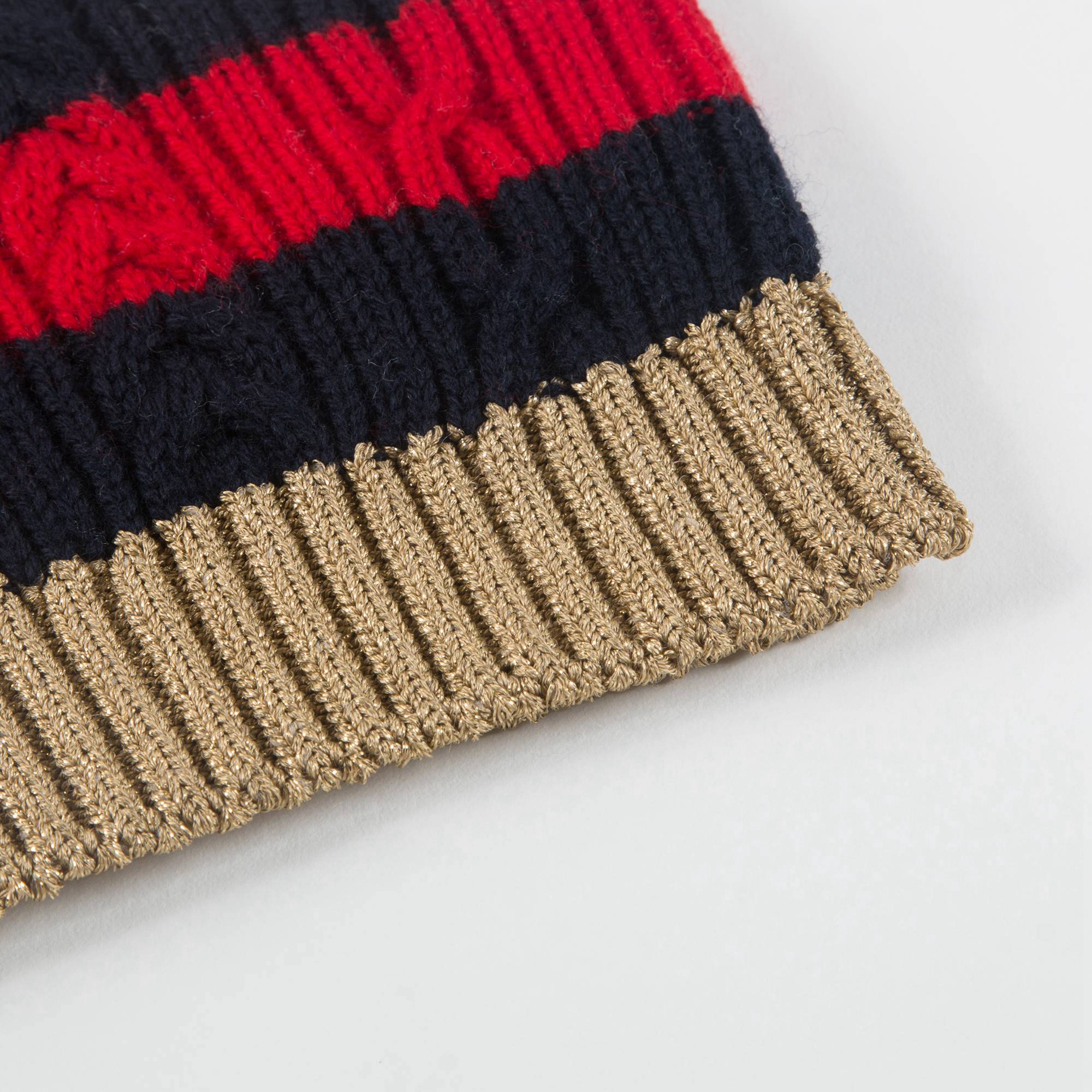 Baby Girls White Striped  Wool Sweater