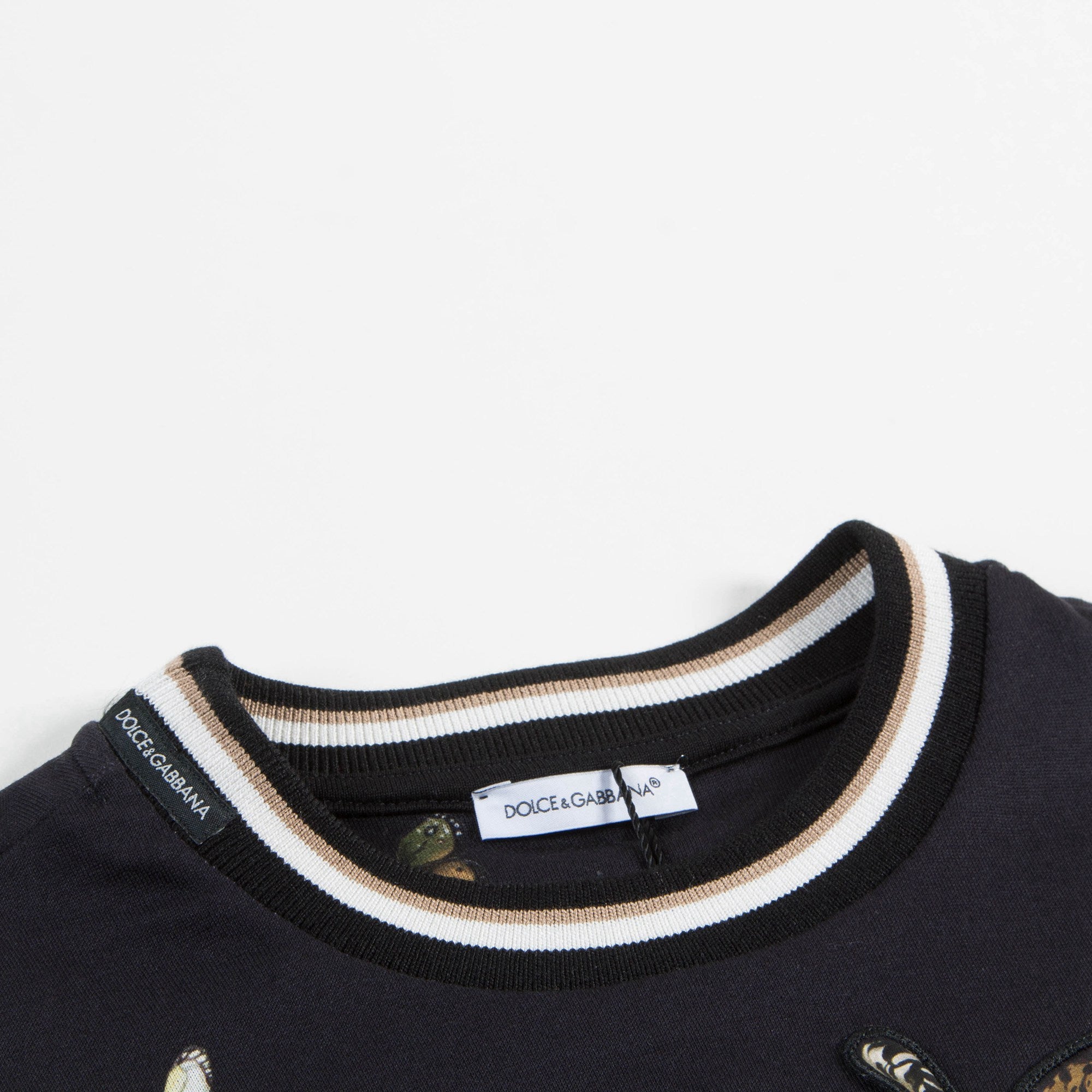 Boys Black "Leopard  Printed" Cotton T-shirt