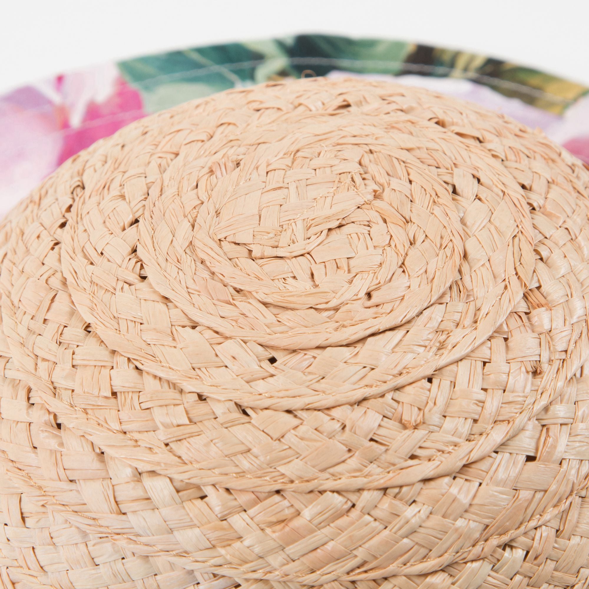 Girls Pink Flower Weave Hat