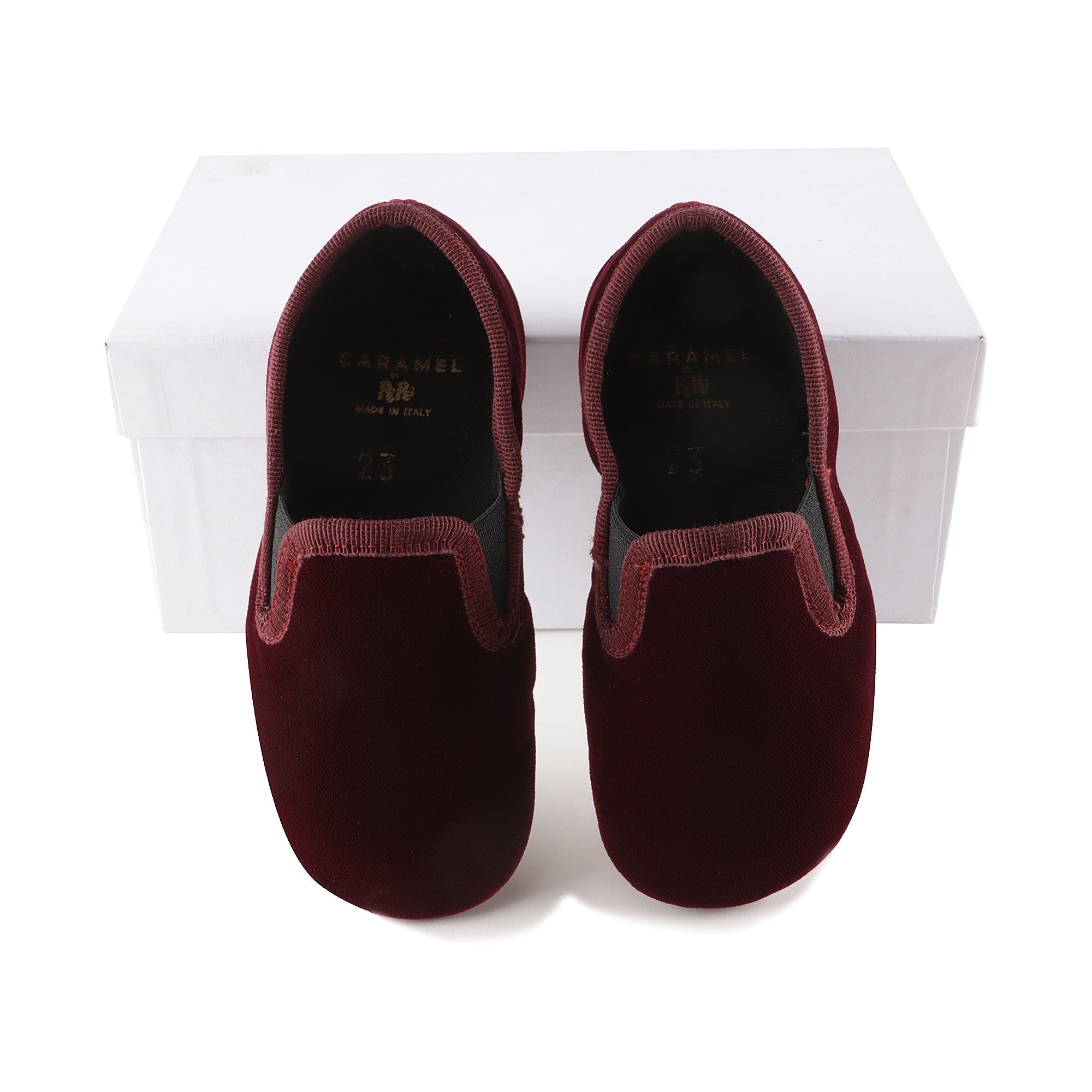 Girls Wine Red Velvet Shoes