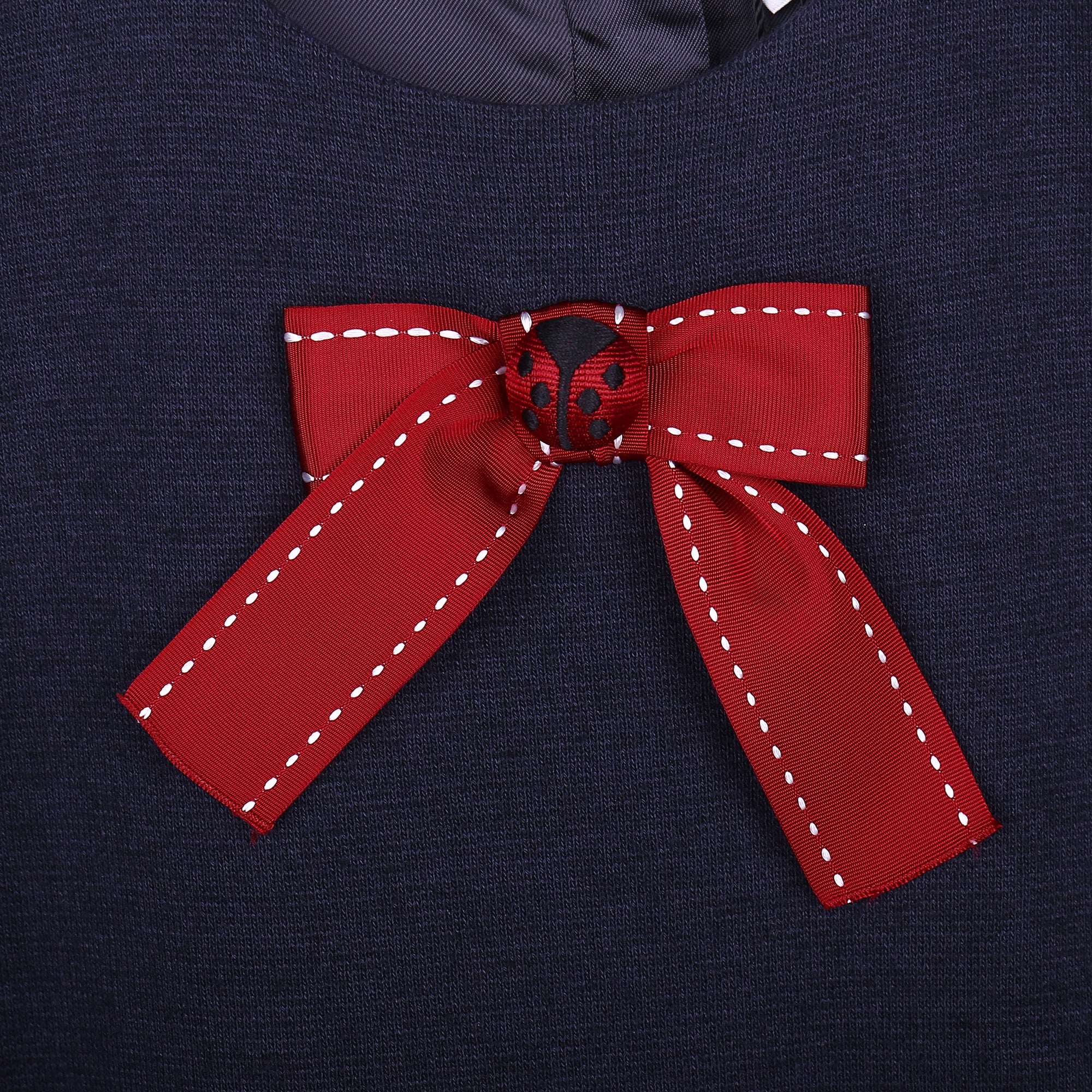 Girls Navy Blue Dress With Bow