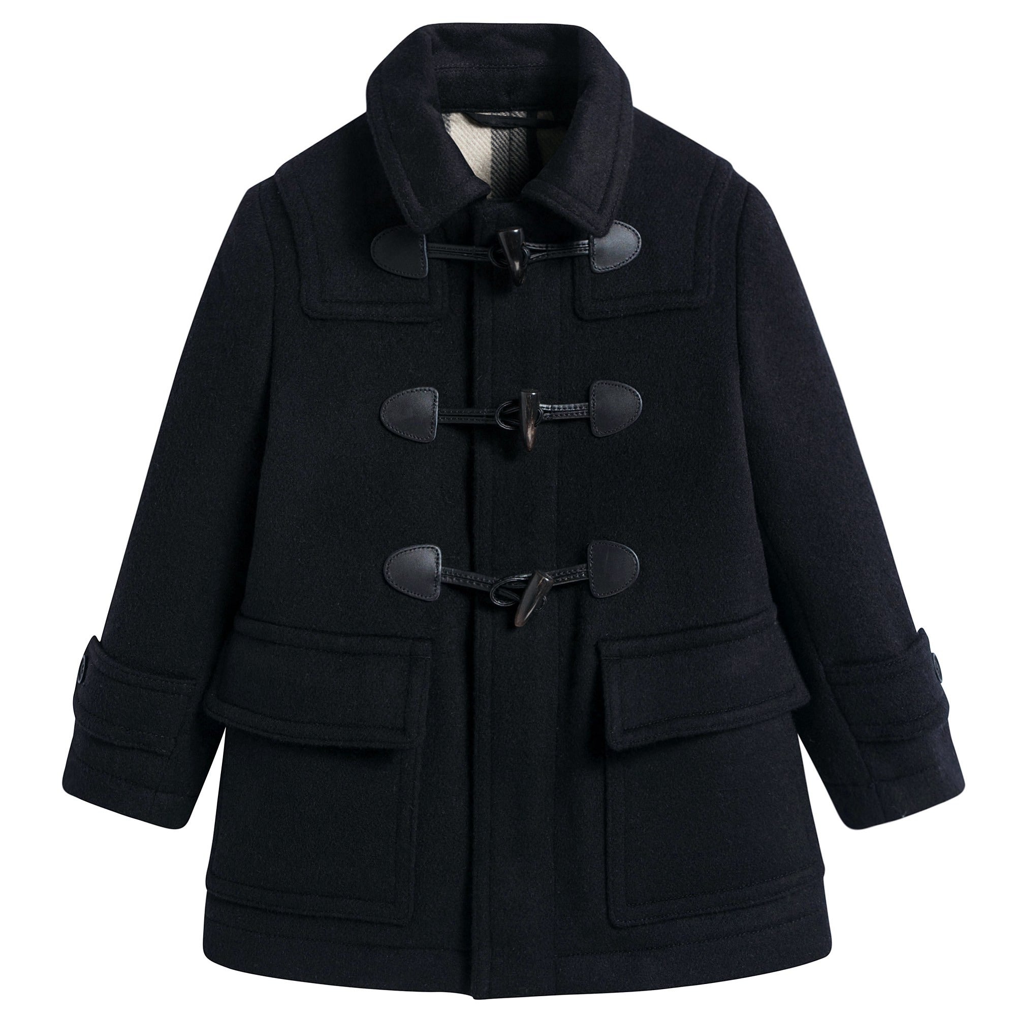 Girls  Black   Wool Duffle Coat