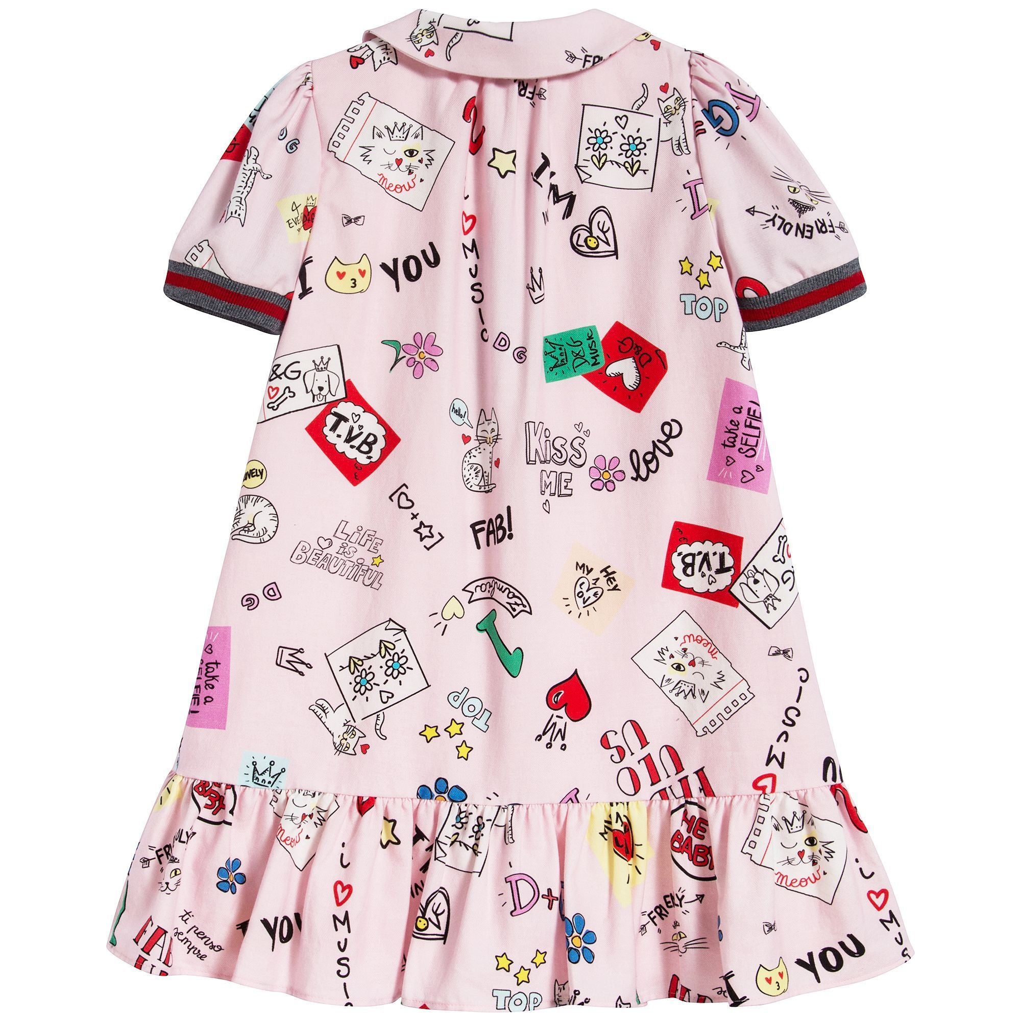 Girls Pink Printed Cotton Dress