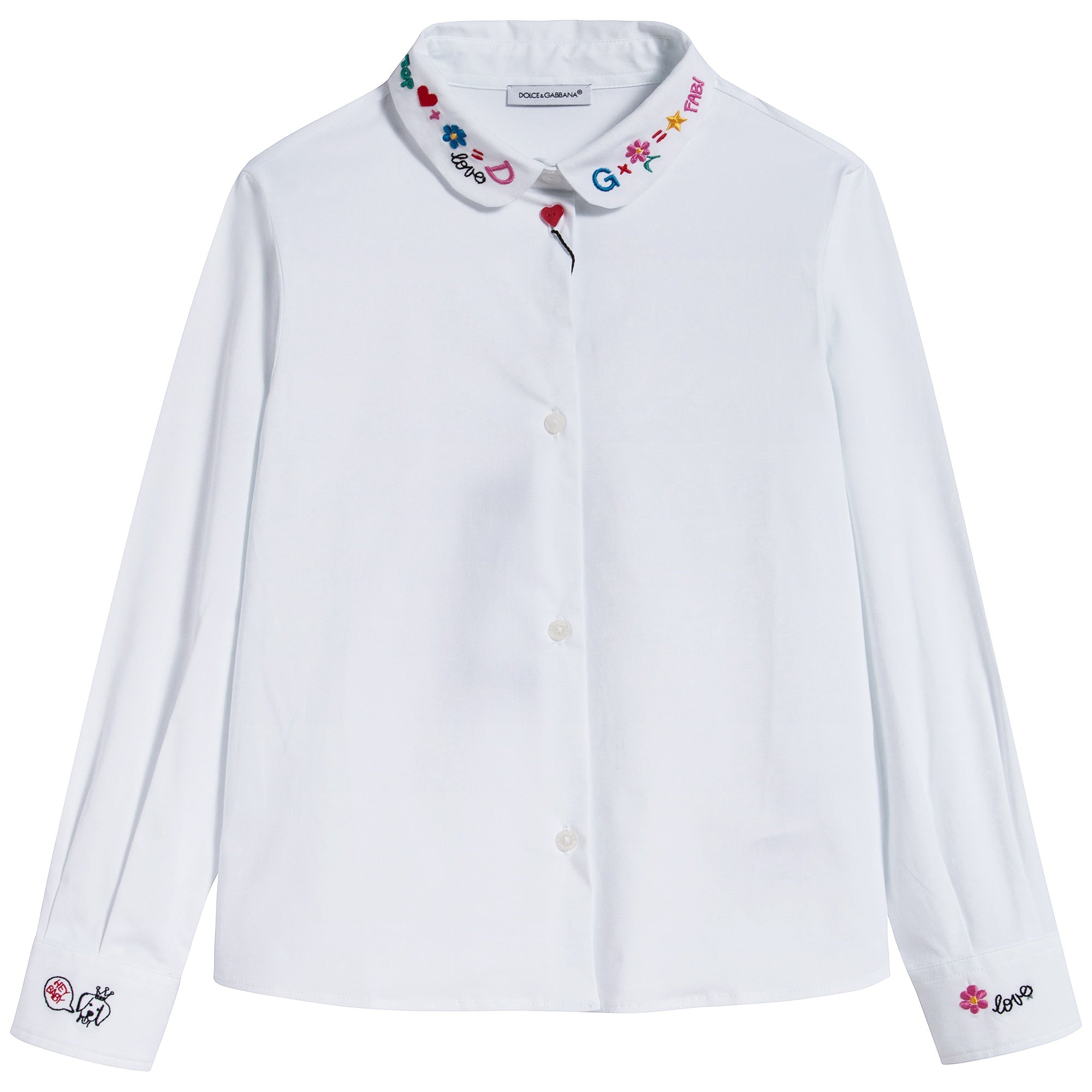 Girls White Embroidered Cotton Shirt