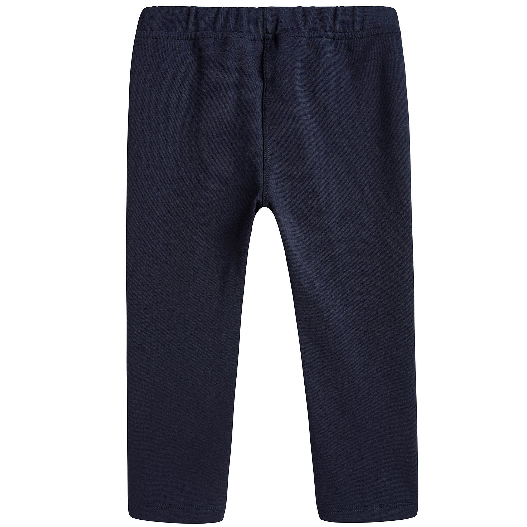Girls Navy Blue Cotton Slim Fit Trousers