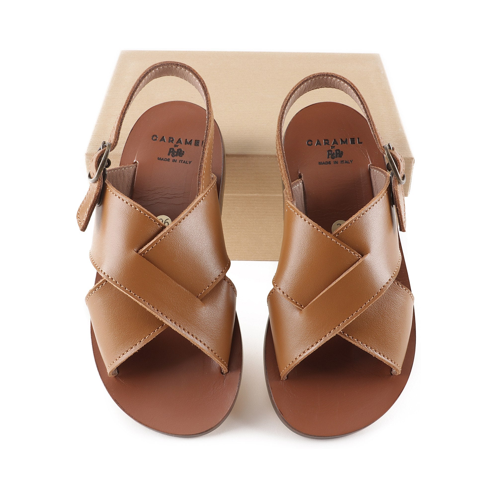 Baby Boys Brown Cow Leather Sandals