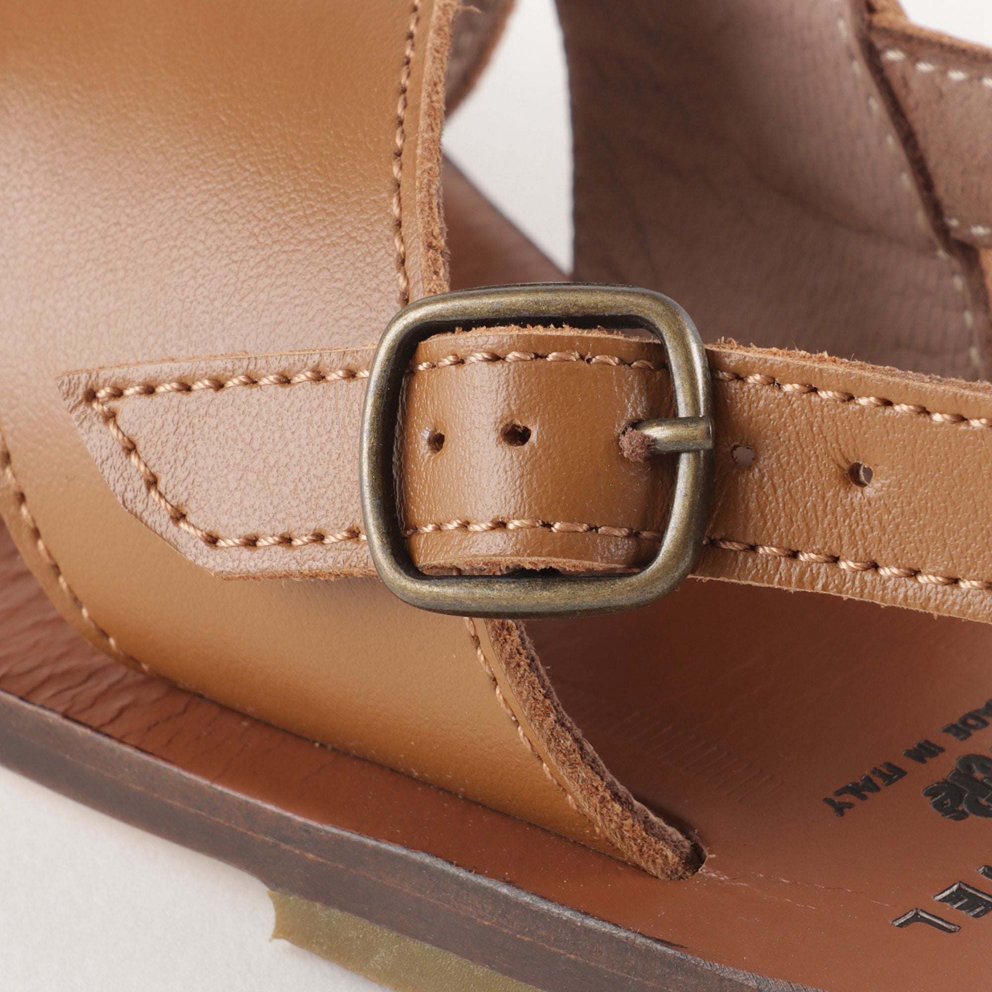 Baby Boys Brown Cow Leather Sandals