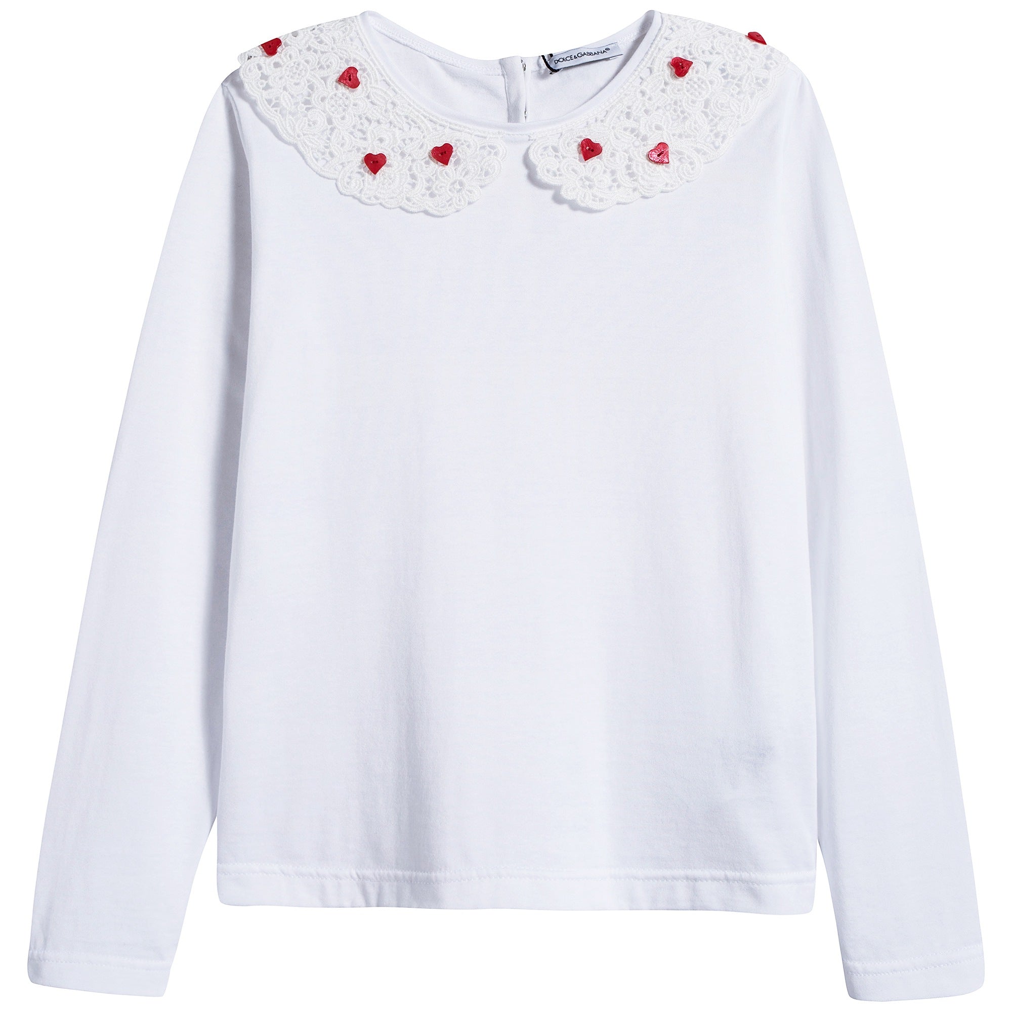Girls White Cotton T-shirt