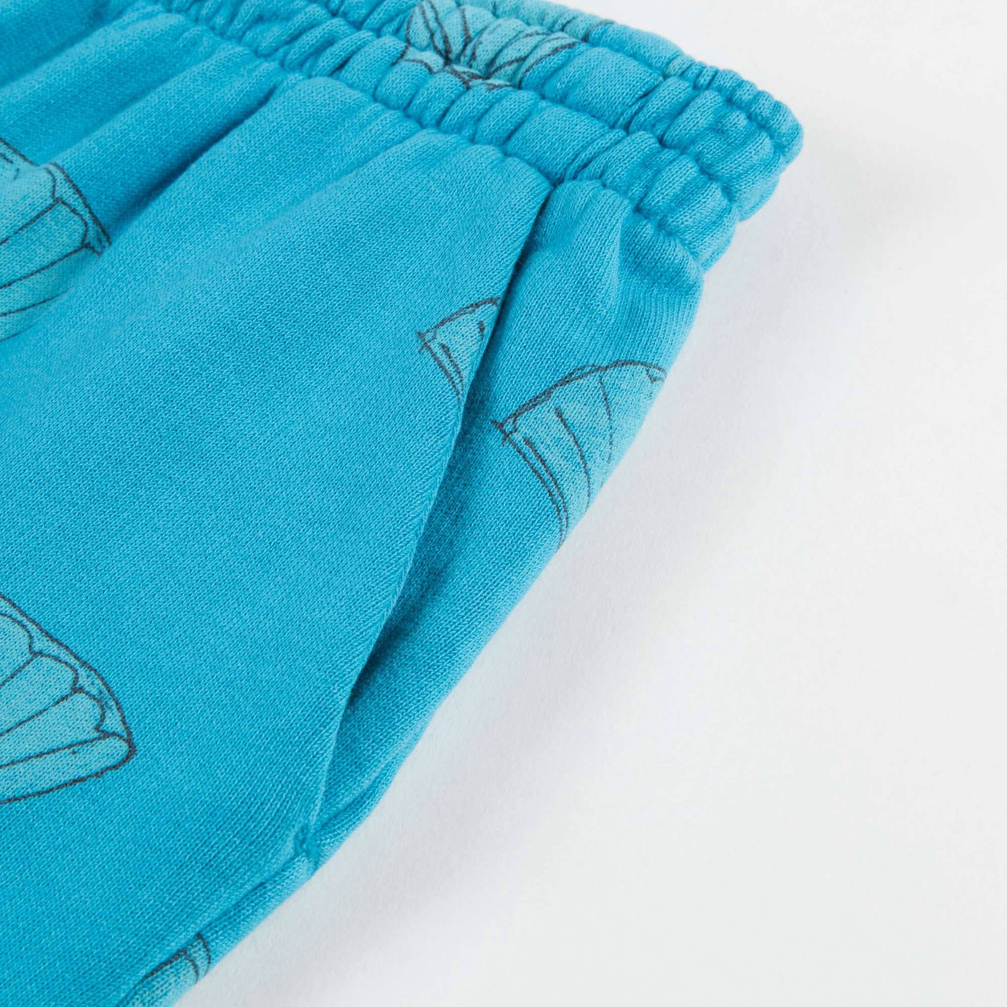 Girls & Boys Blue Shells Cotton Trousers