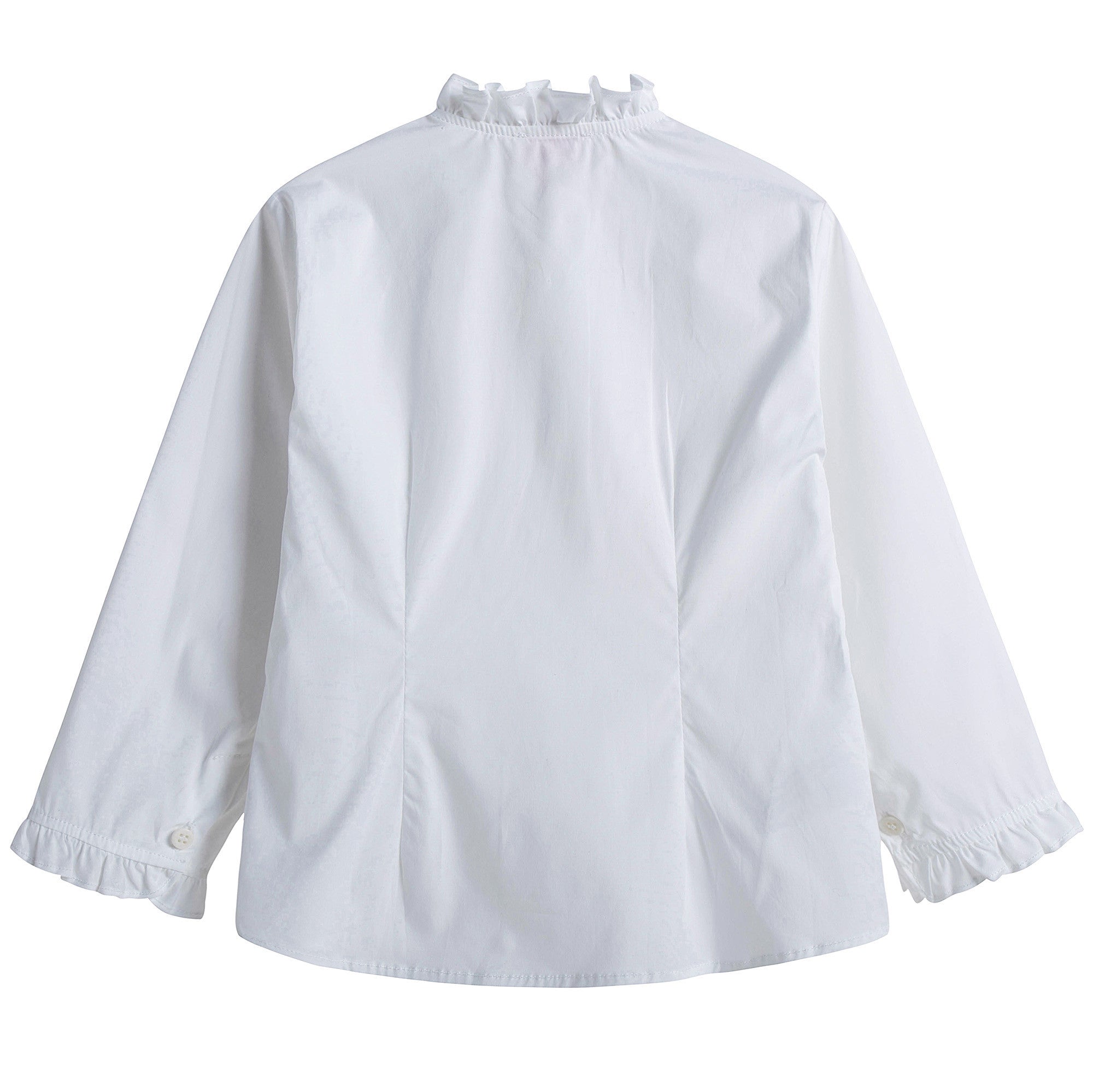 Girls White Cotton Ruffled Collar Blouse