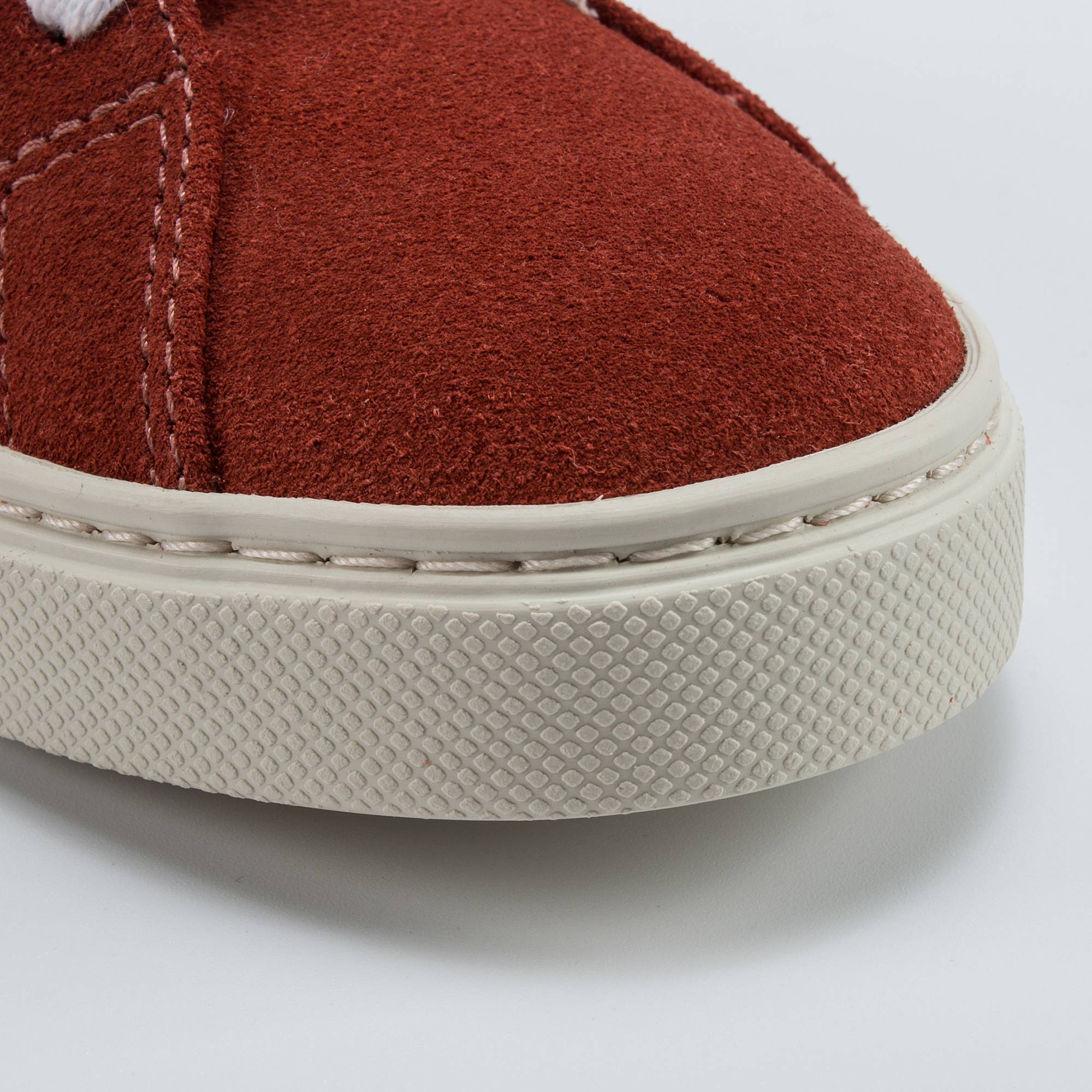 Girls & Boys Red Leather With White "V" Shoes