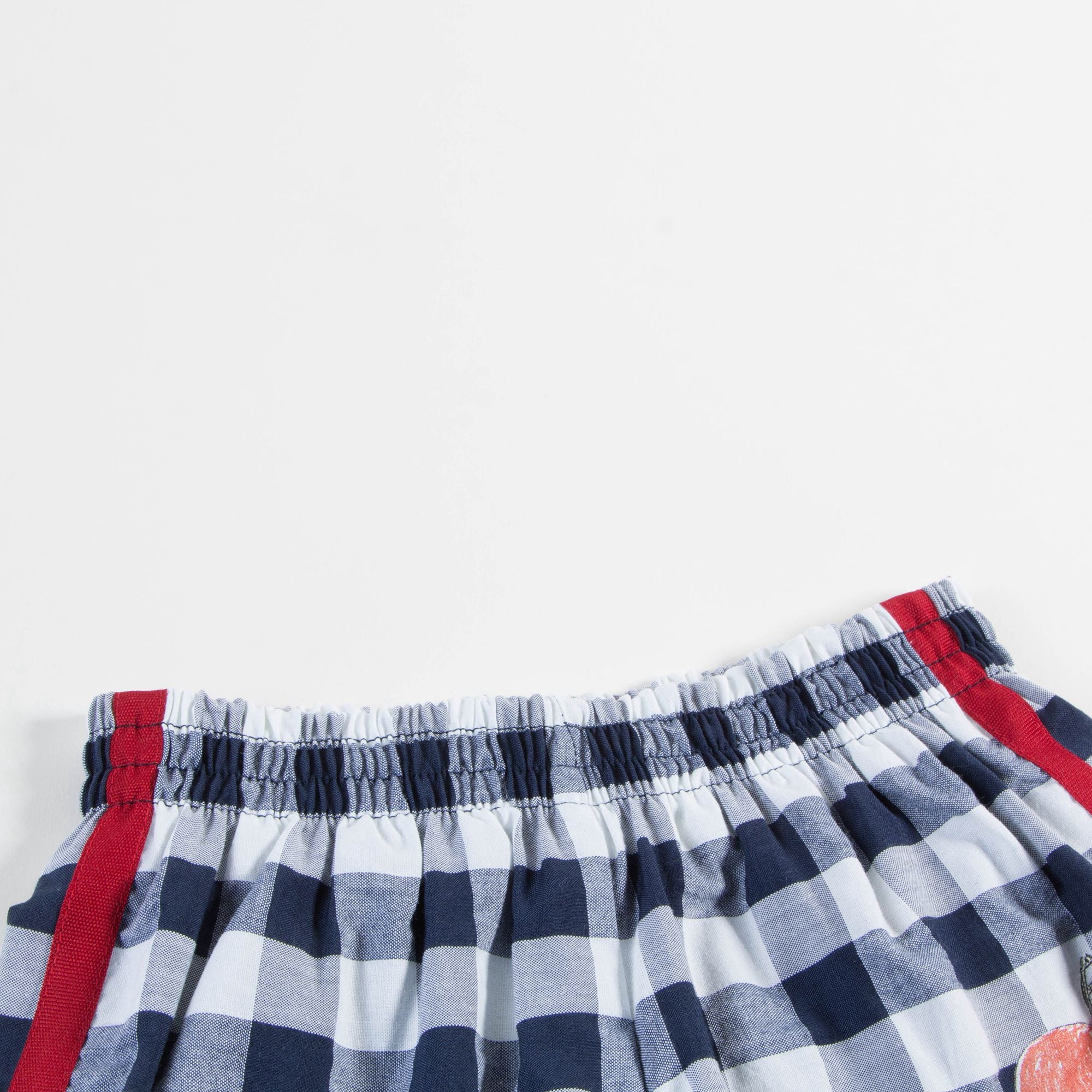 Girls Navy Blue Peach Cotton Shorts