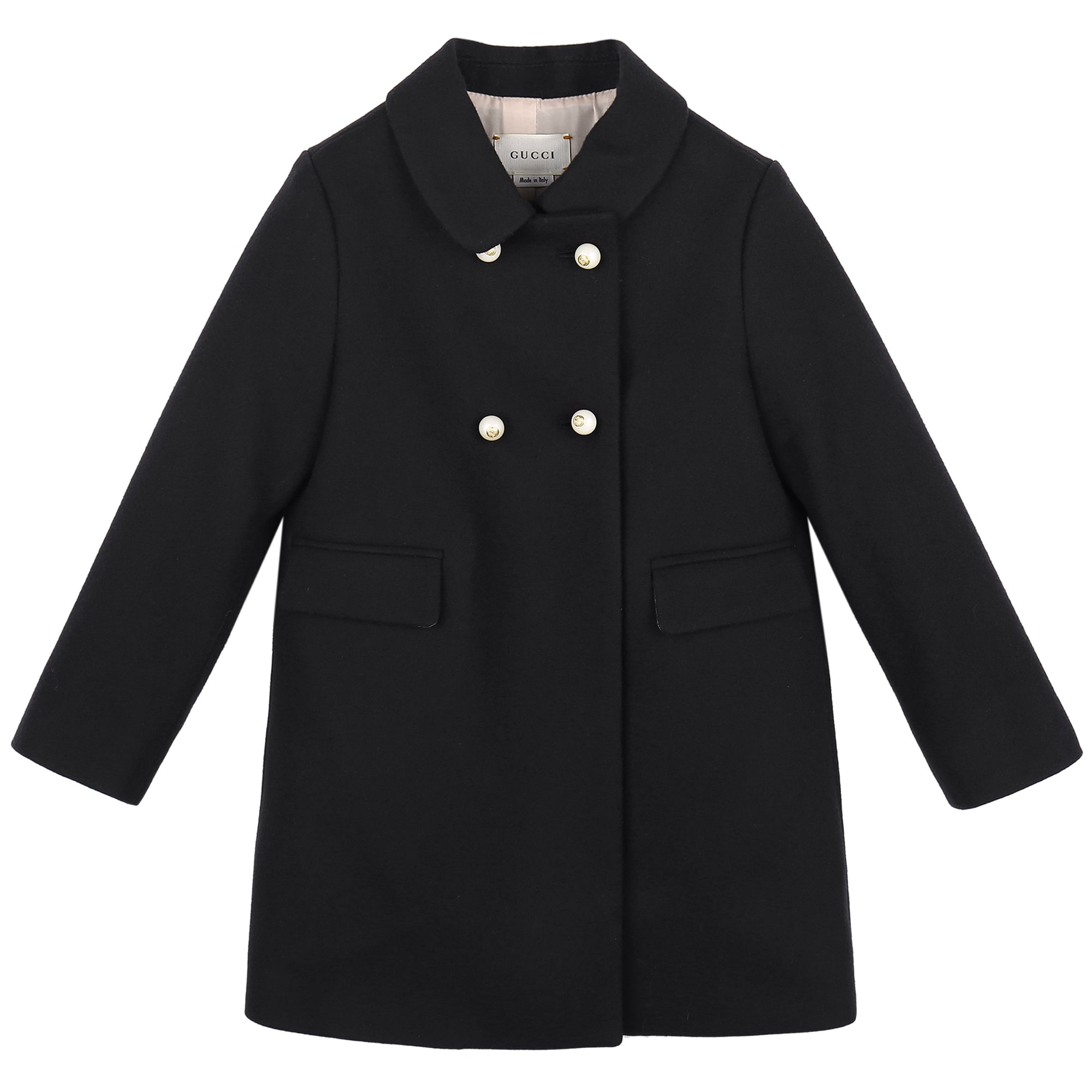 Baby Girls Black Wool Coat