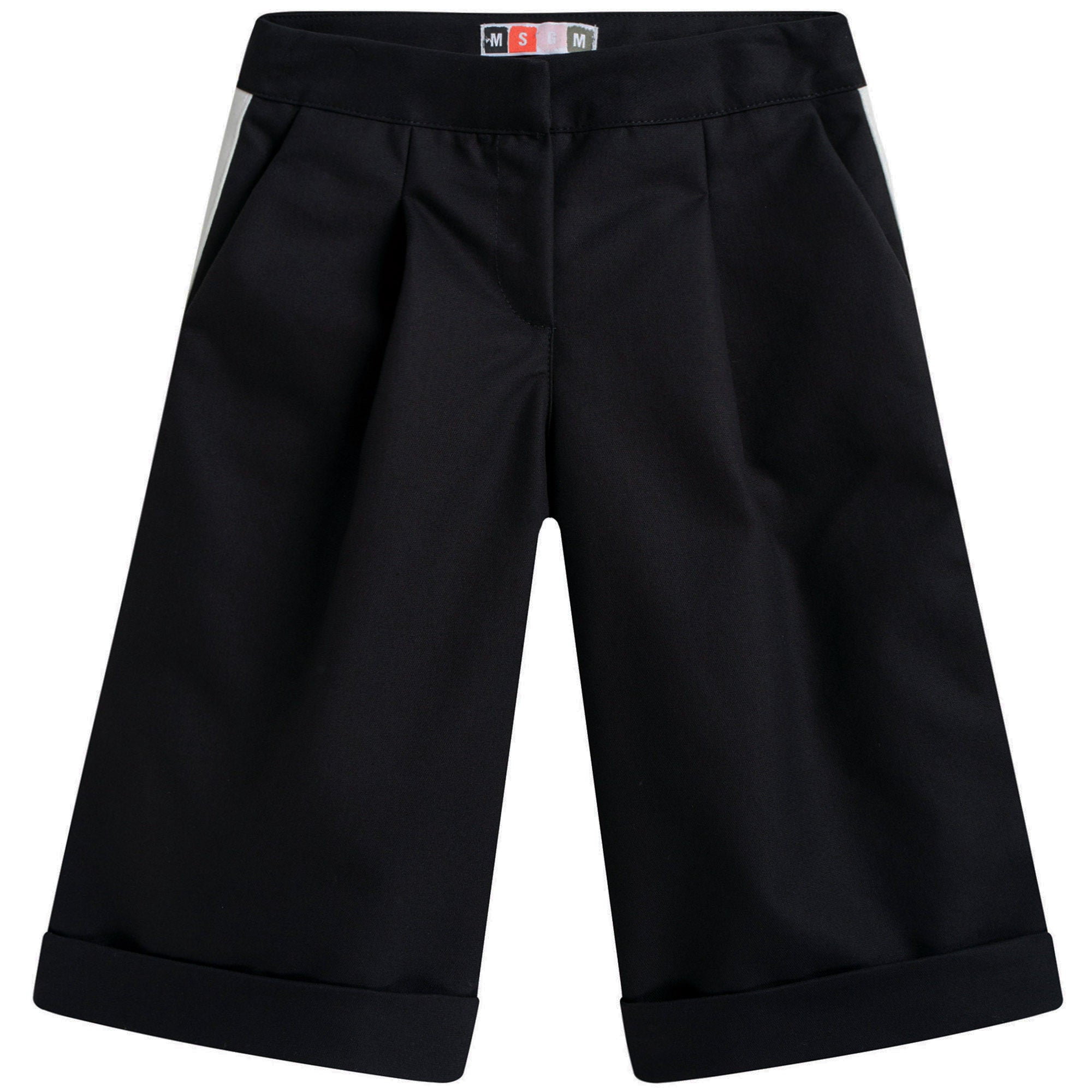 Girls Black Cotton Trouser With White Strape