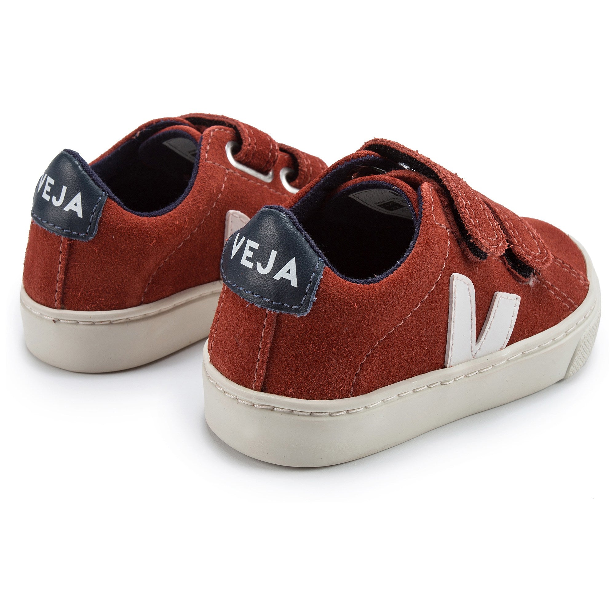Baby Red Leather Velcro With White "V" Shoes
