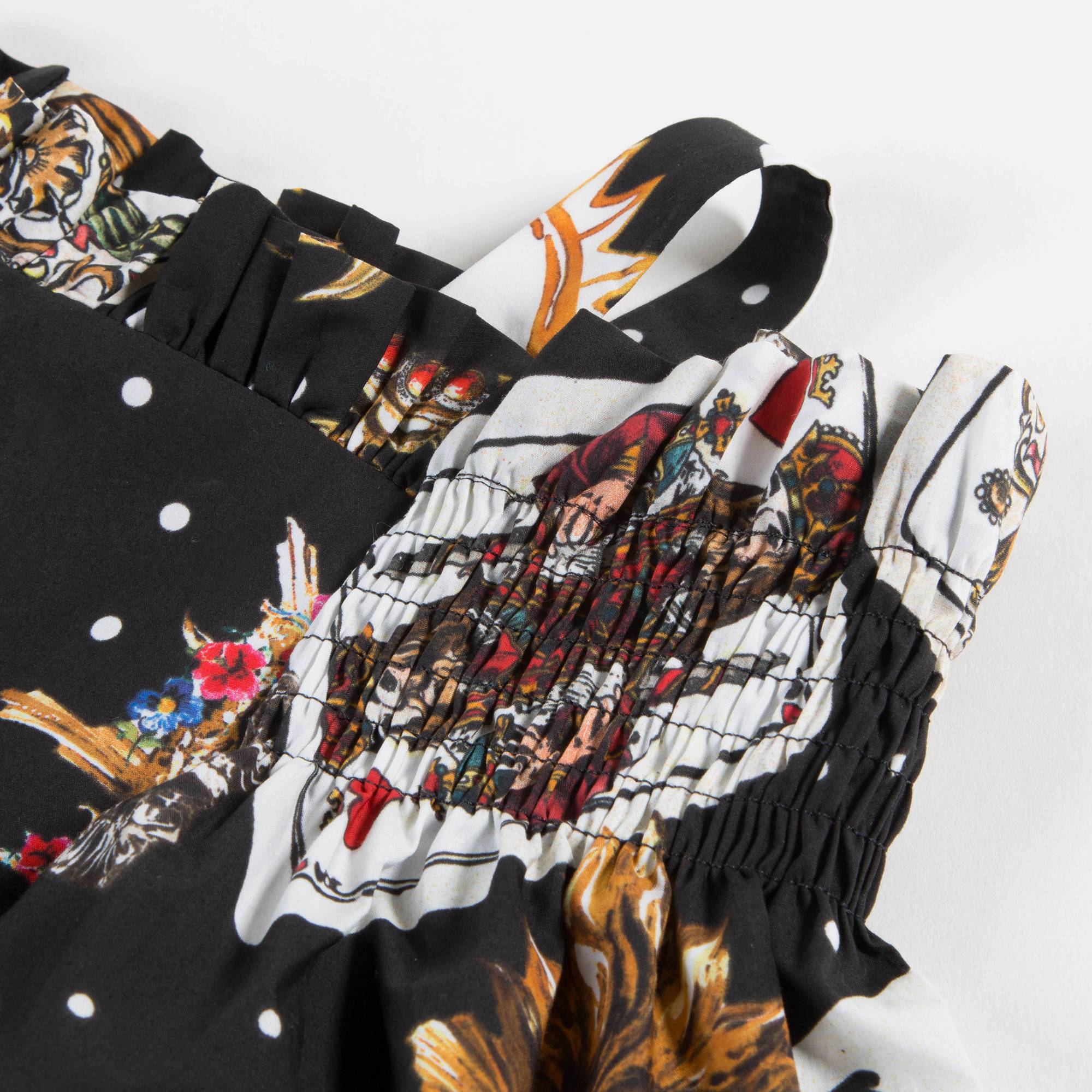 Girls   Black   “Poker  Printed”   Cotton   Dress