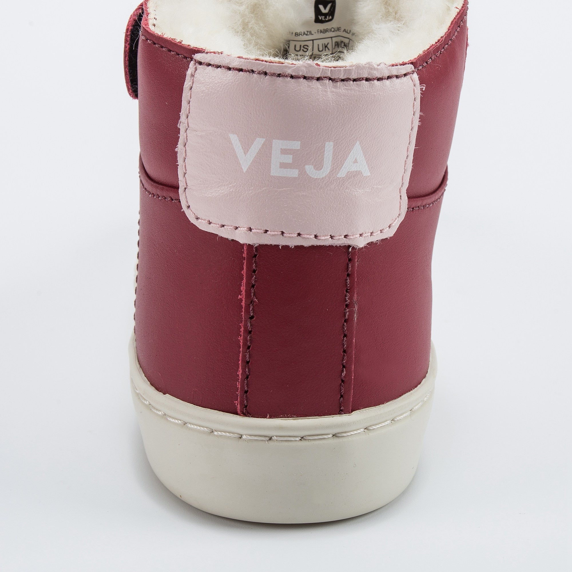 Girls & Boys Red Leather Velcro High Top Shoes