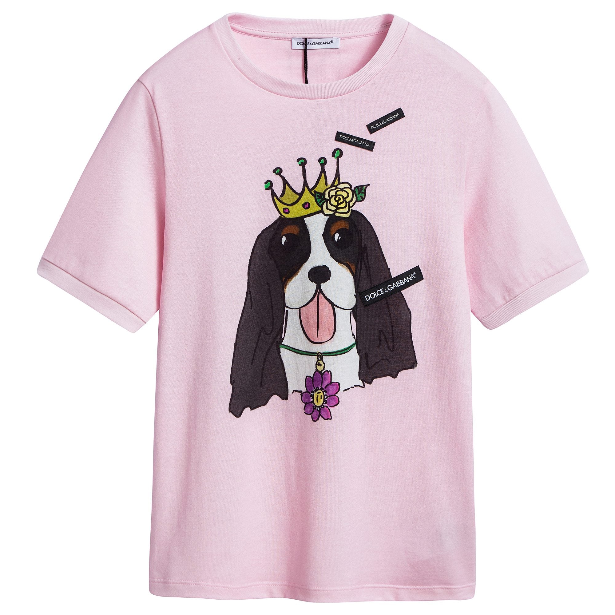 Girls  Pink   With    "Dog"  Printed   Cotton   T-shirt