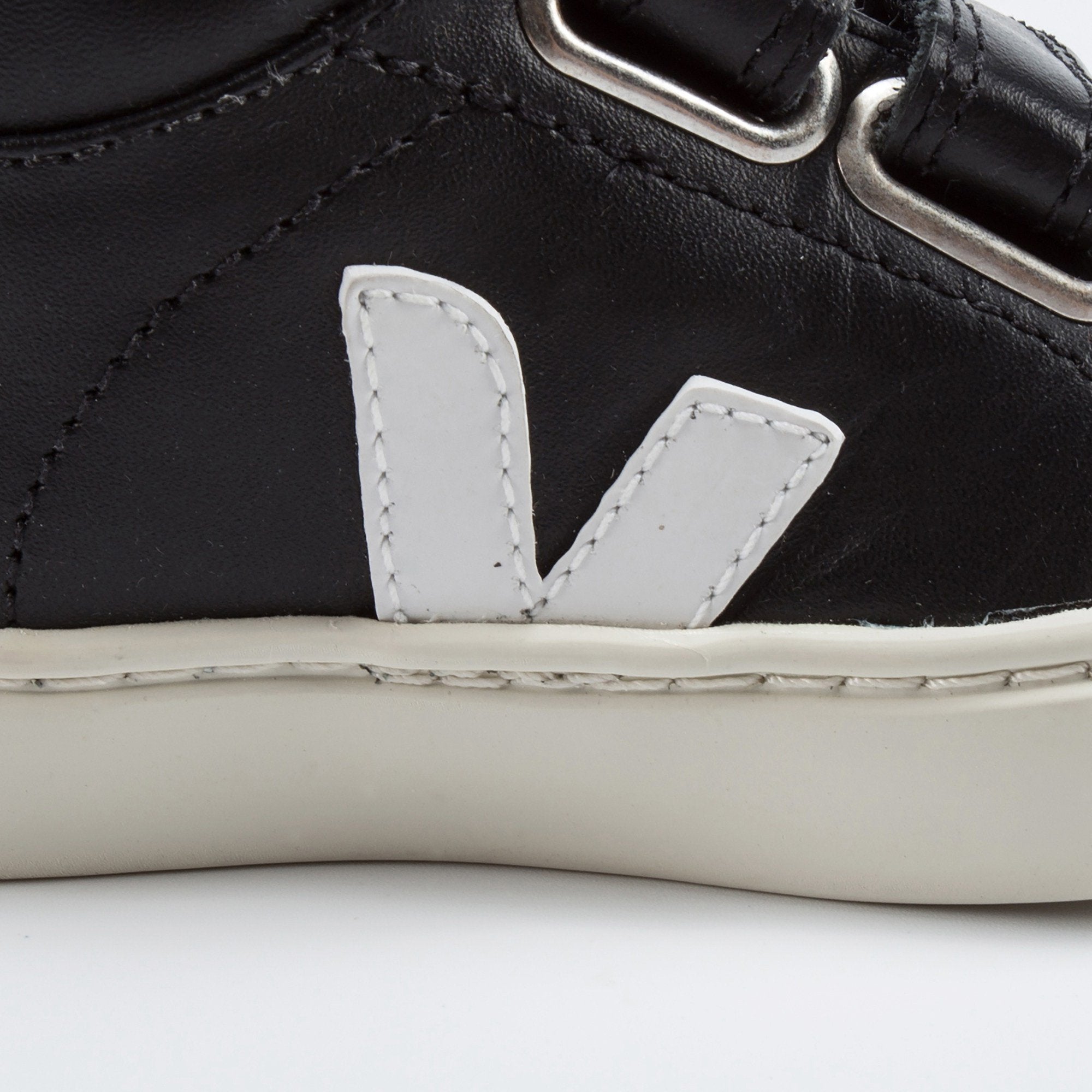 Baby Black Leather Velcro High Top Shoes