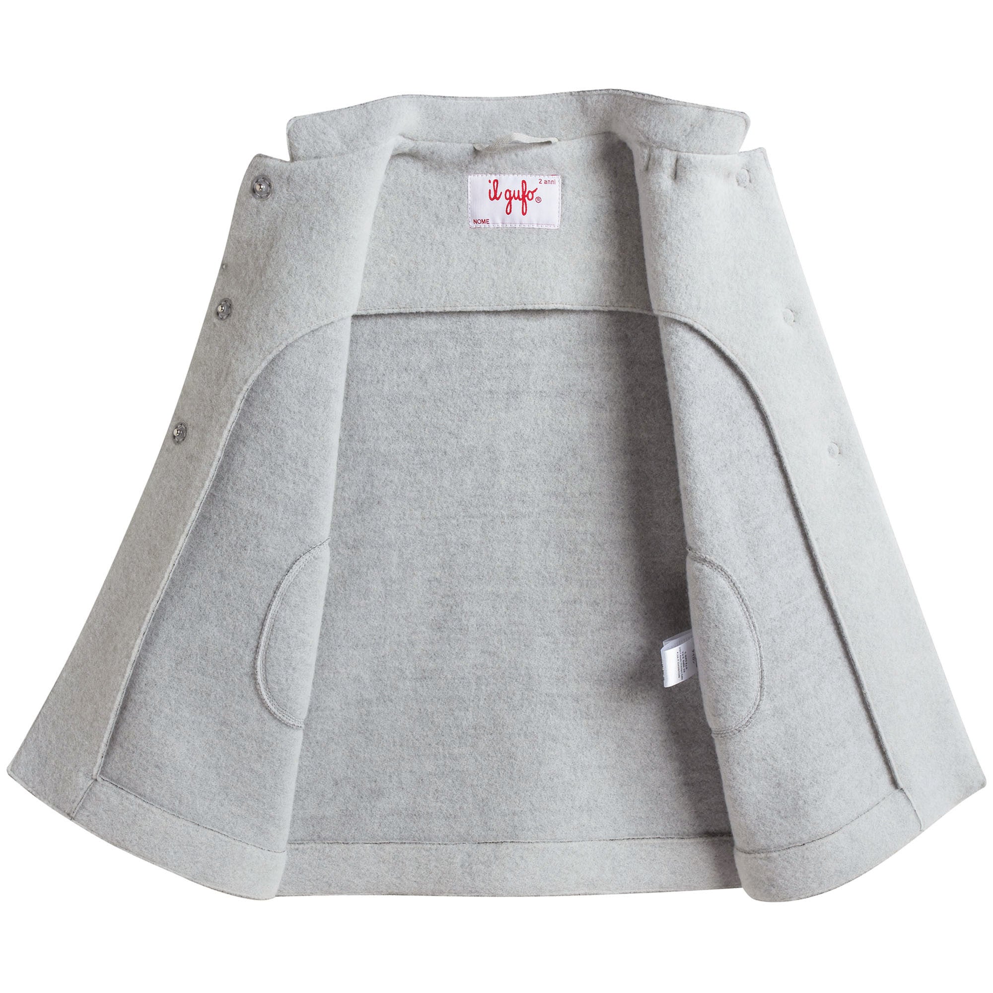 Girls Grey Bow Trims Collar  Wool Coat