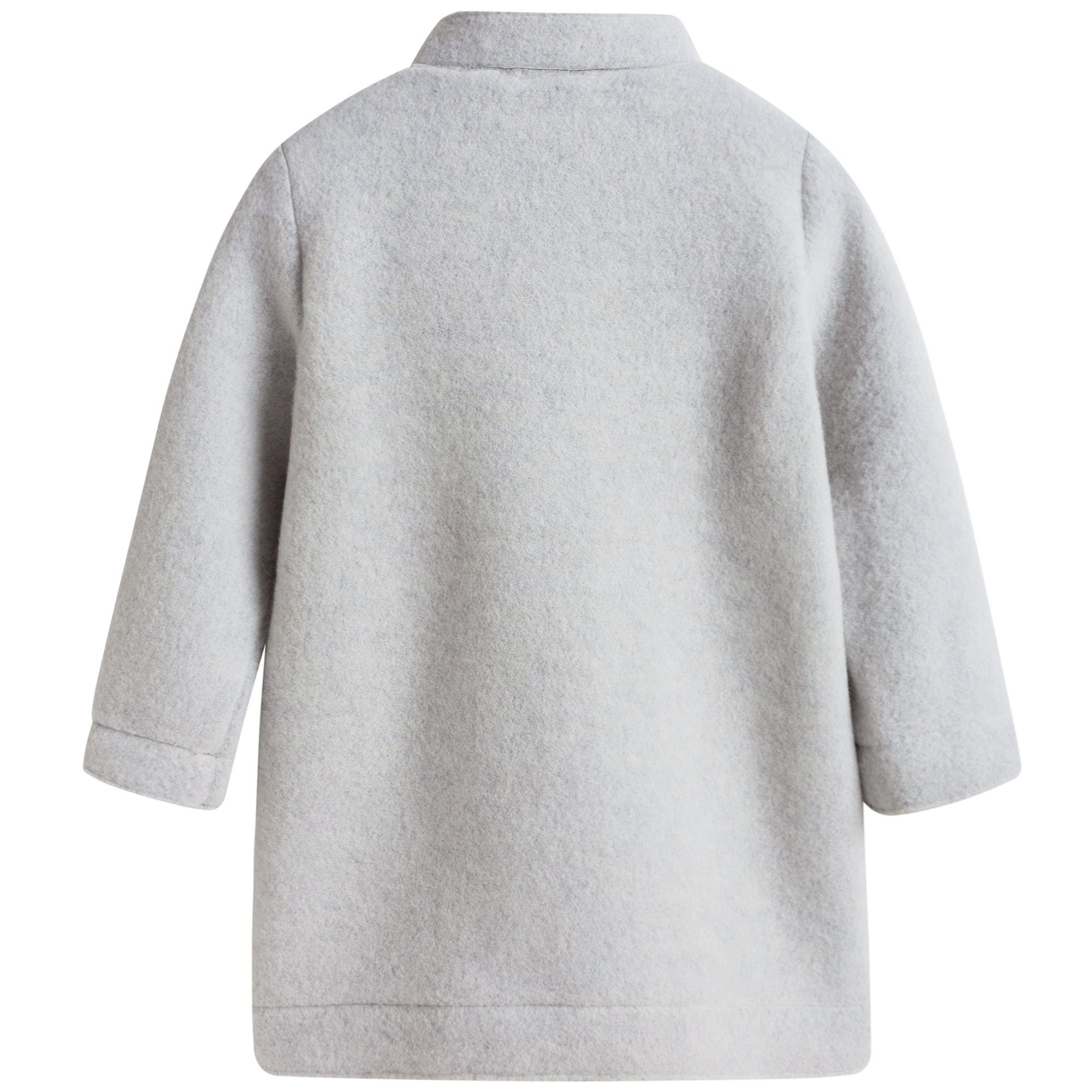 Girls Grey Bow Trims Collar  Wool Coat