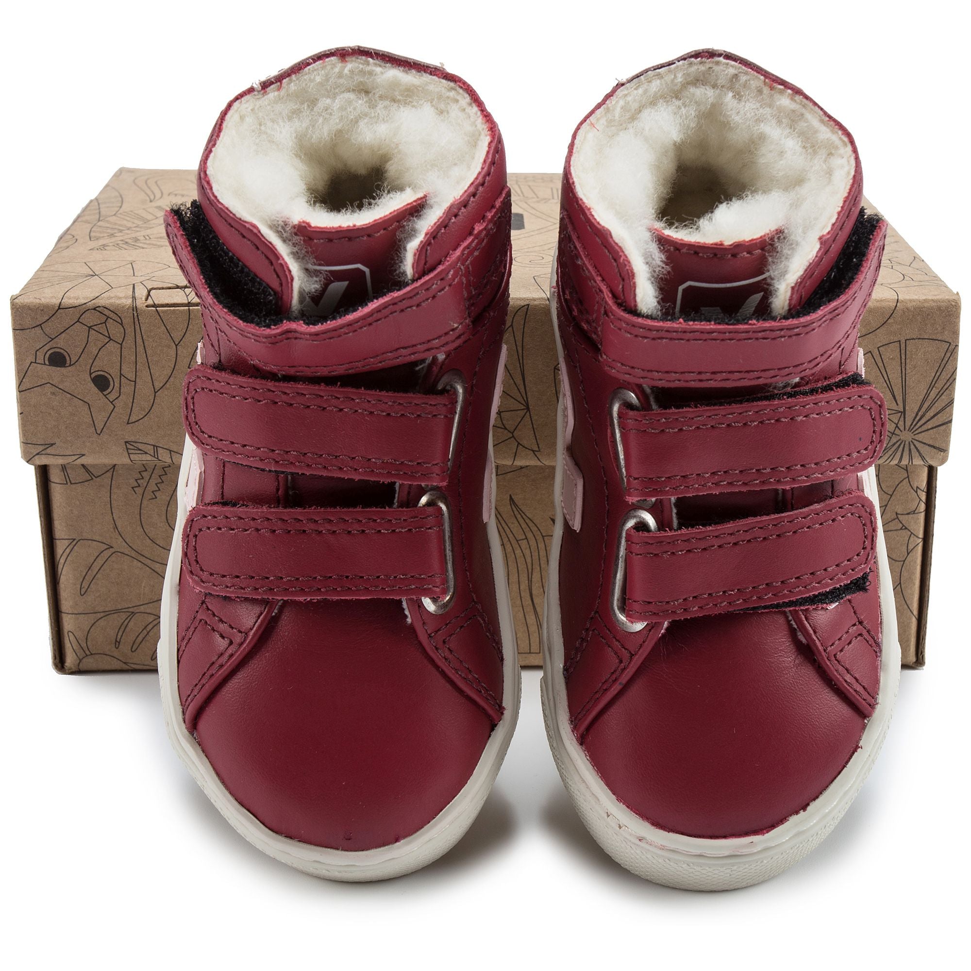Baby Red Leather Velcro High Top Shoes
