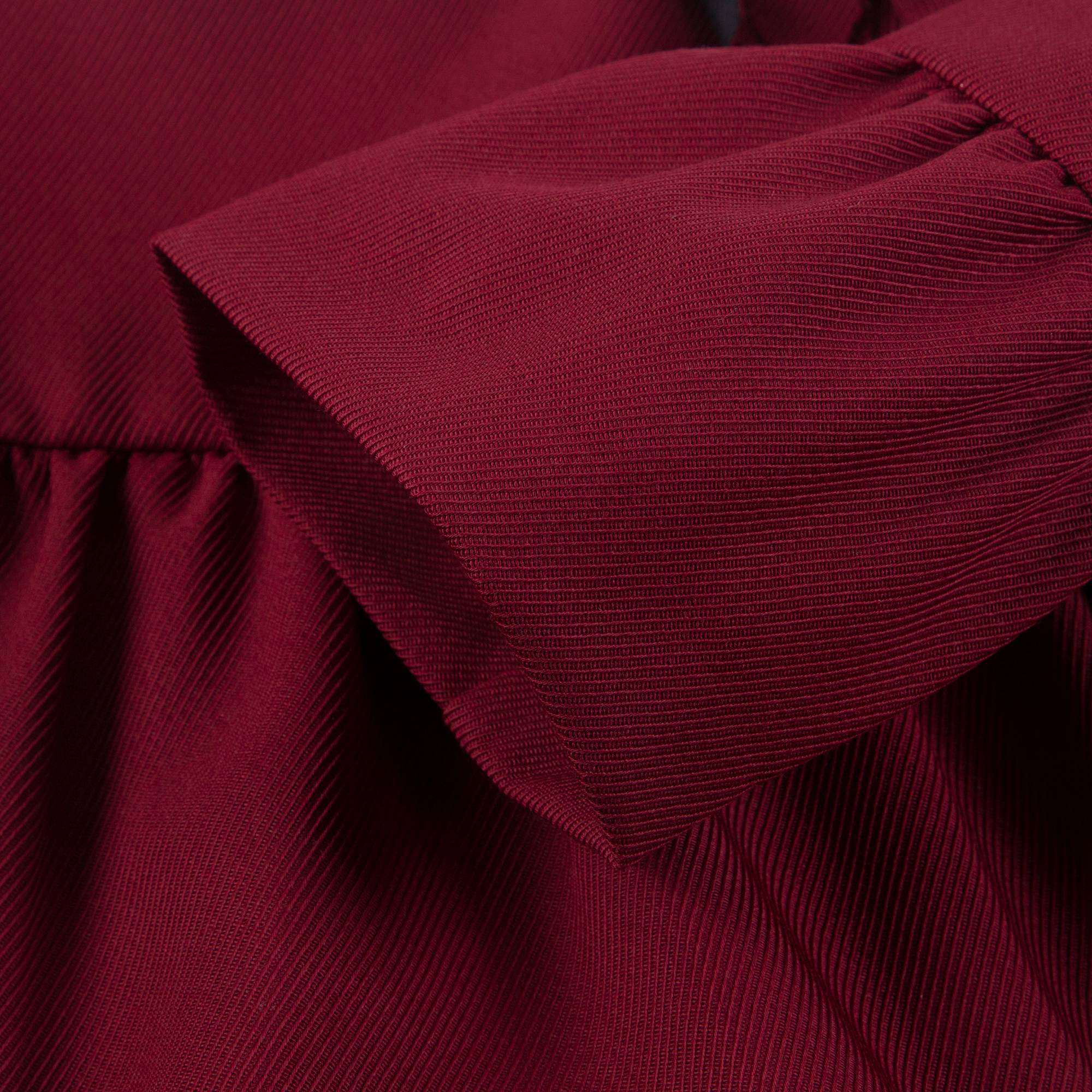 Girls Dark Red Tiered Wool Dress