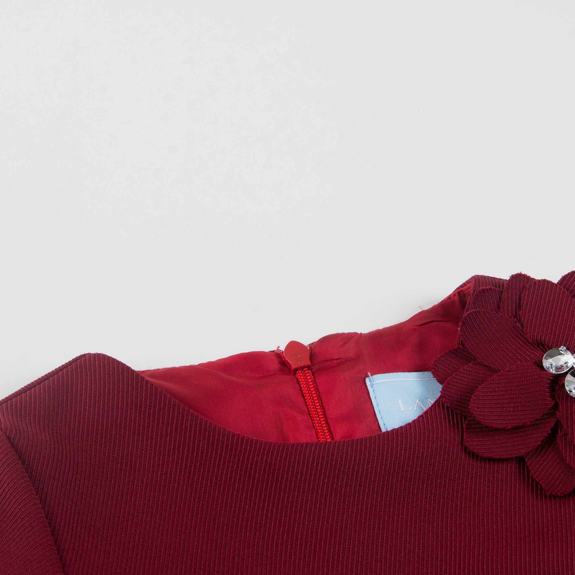 Girls Dark Red Tiered Wool Dress