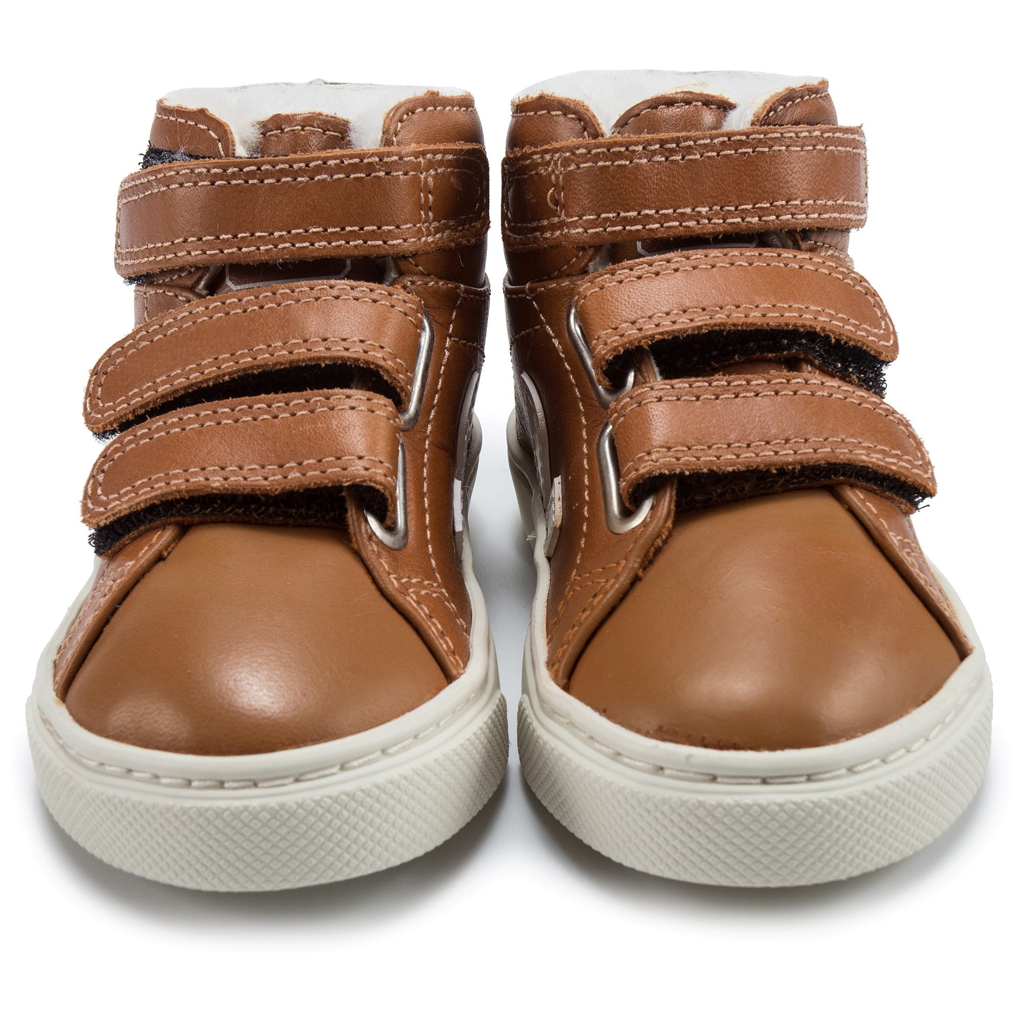 Baby Brown Leather Velcro High Top Shoes