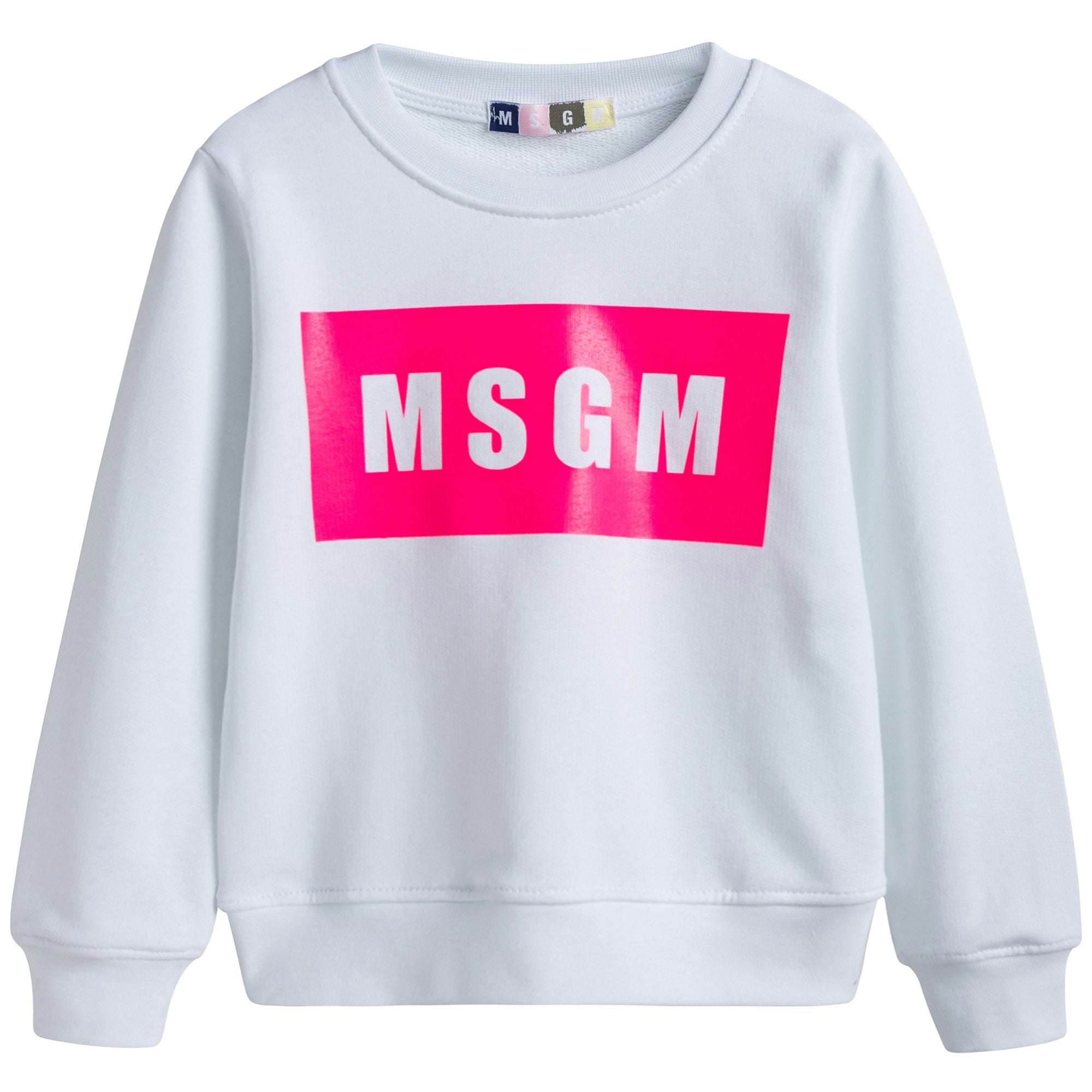Girls White Cotton Logo Sweatshirt