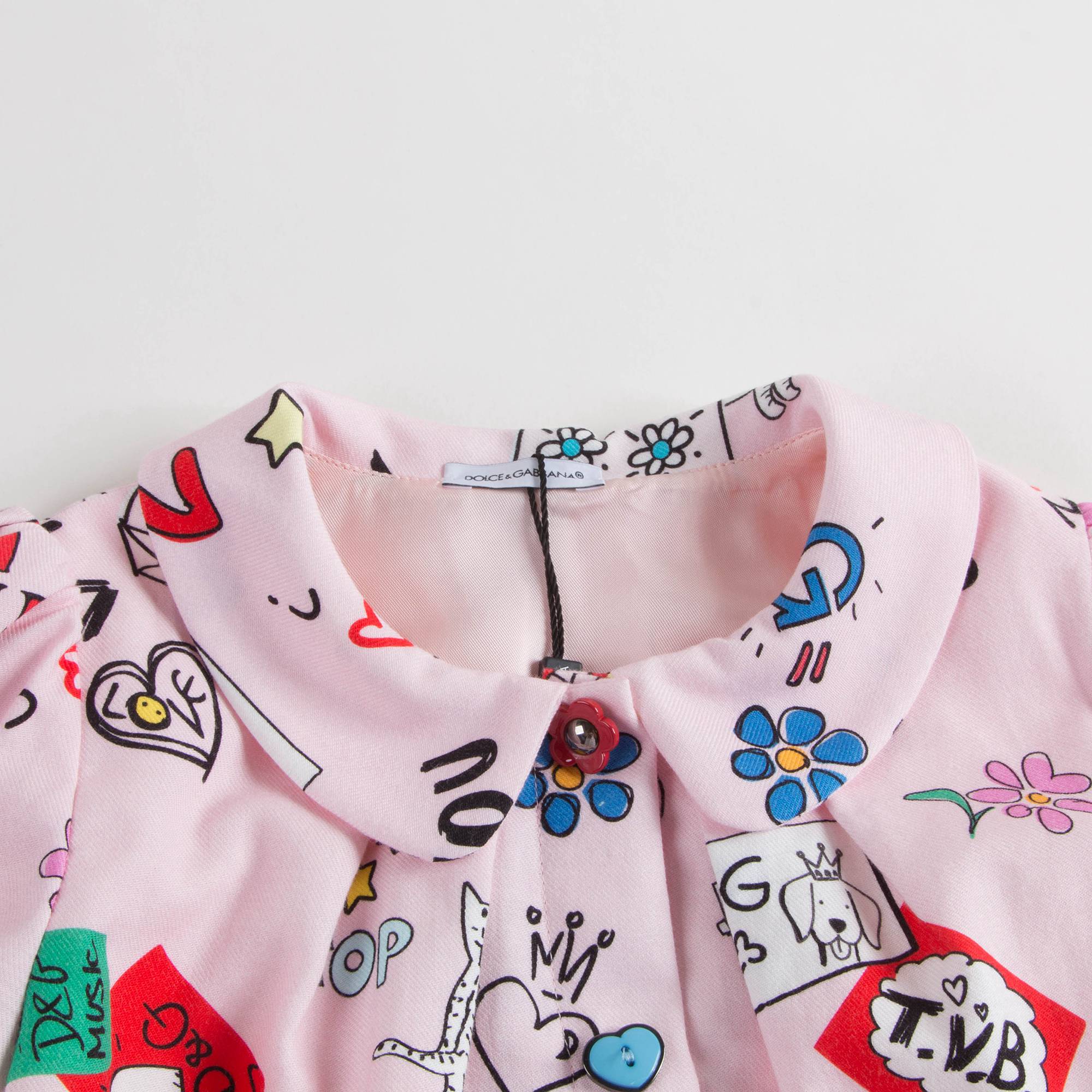 Girls Pink Printed Cotton Dress