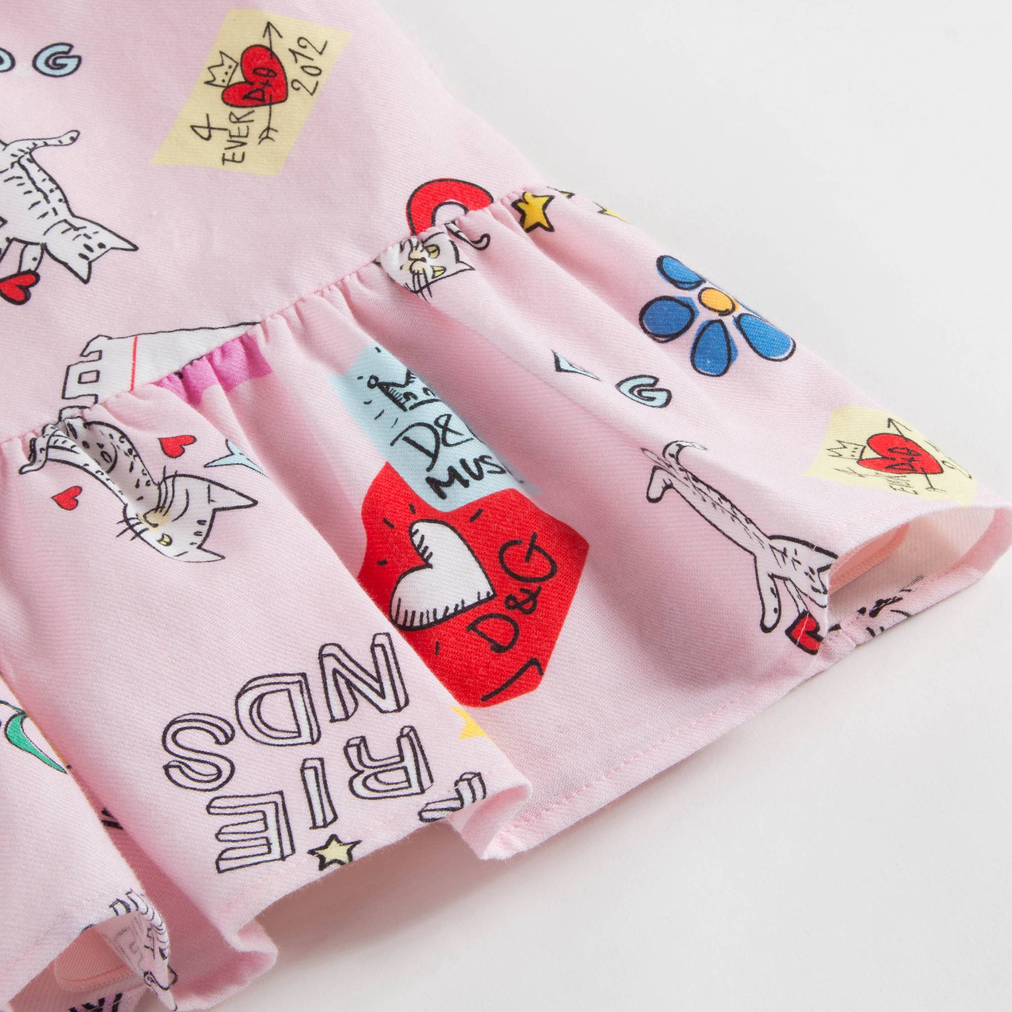 Girls Pink Printed Cotton Dress