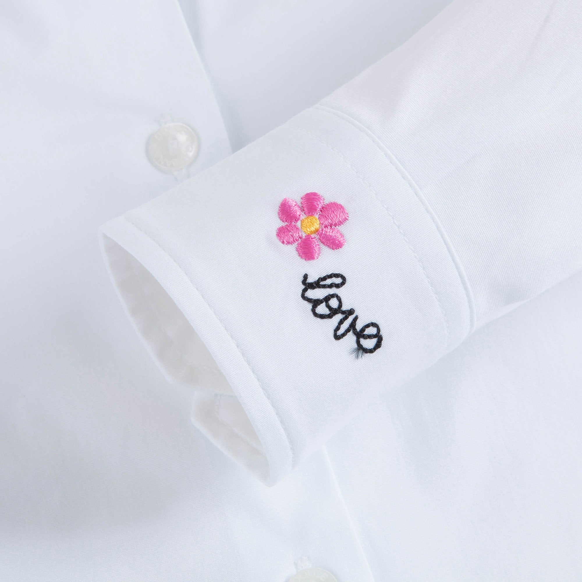 Girls White Embroidered Cotton Shirt