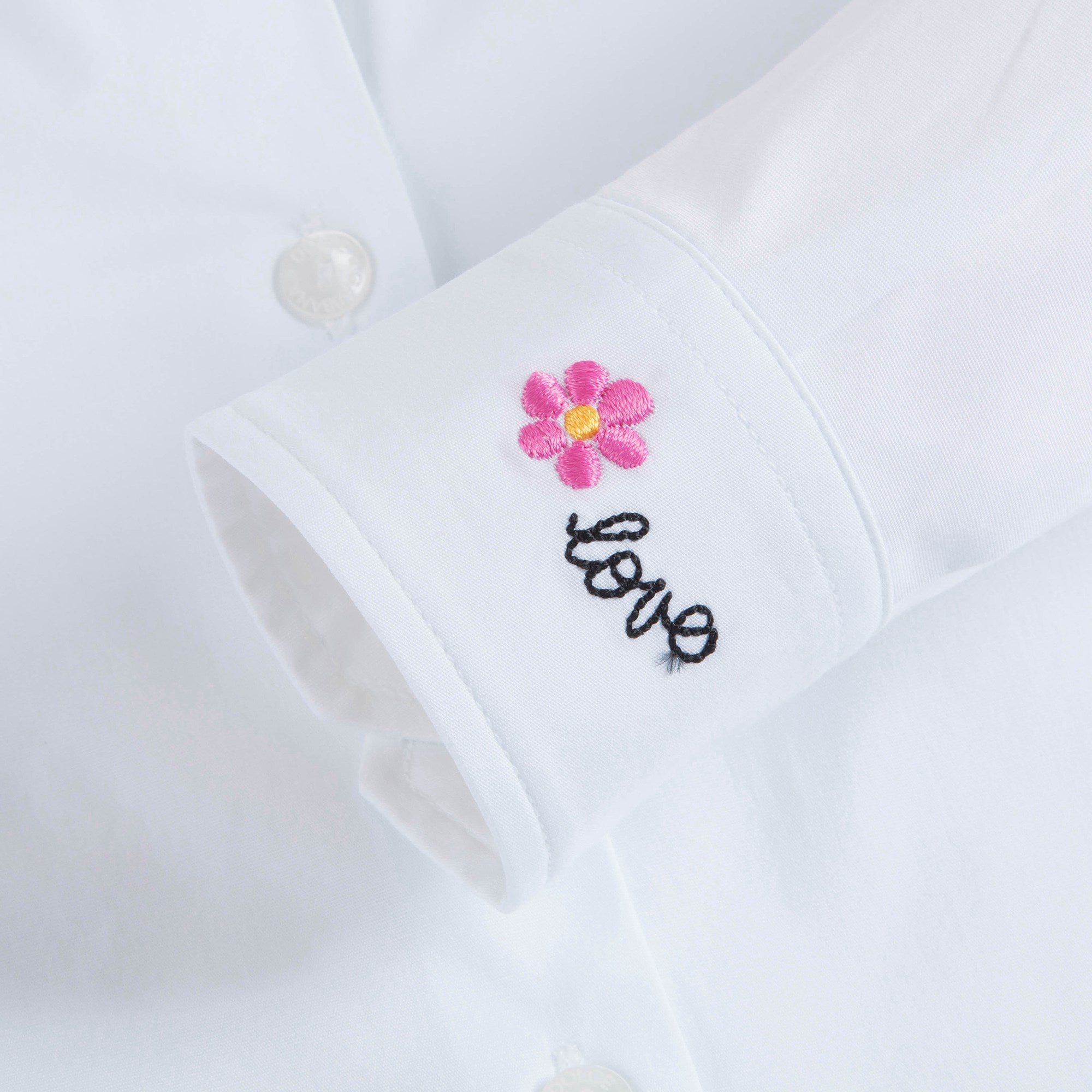 Girls White Embroidered Cotton Shirt