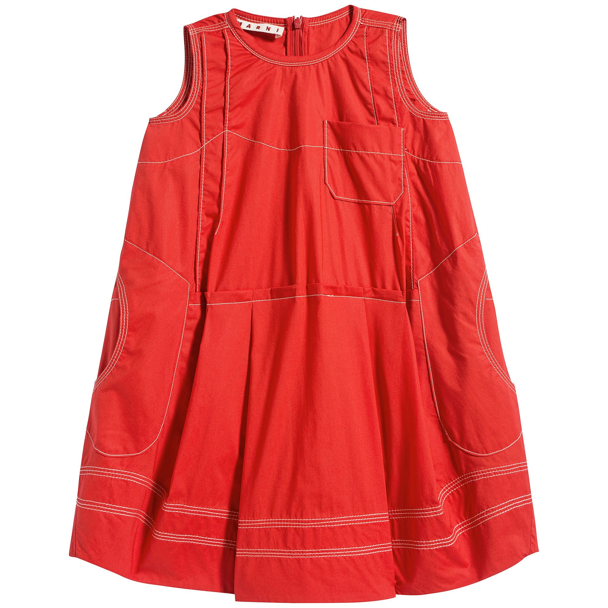 Girls Bright Red Cotton Dress