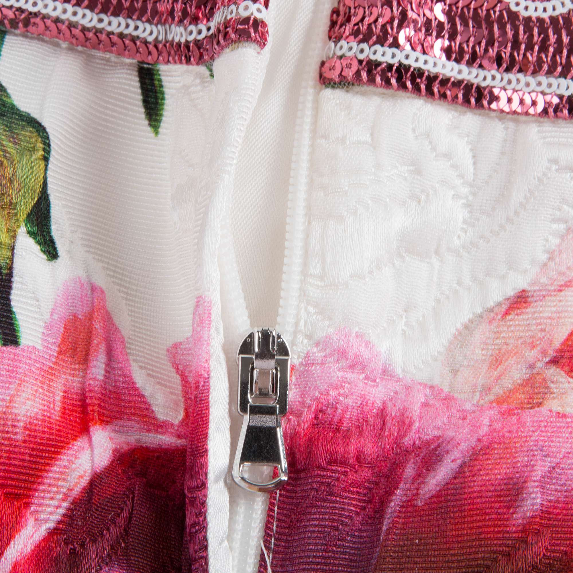 Girls White & Rose Flower Cotton Skirt